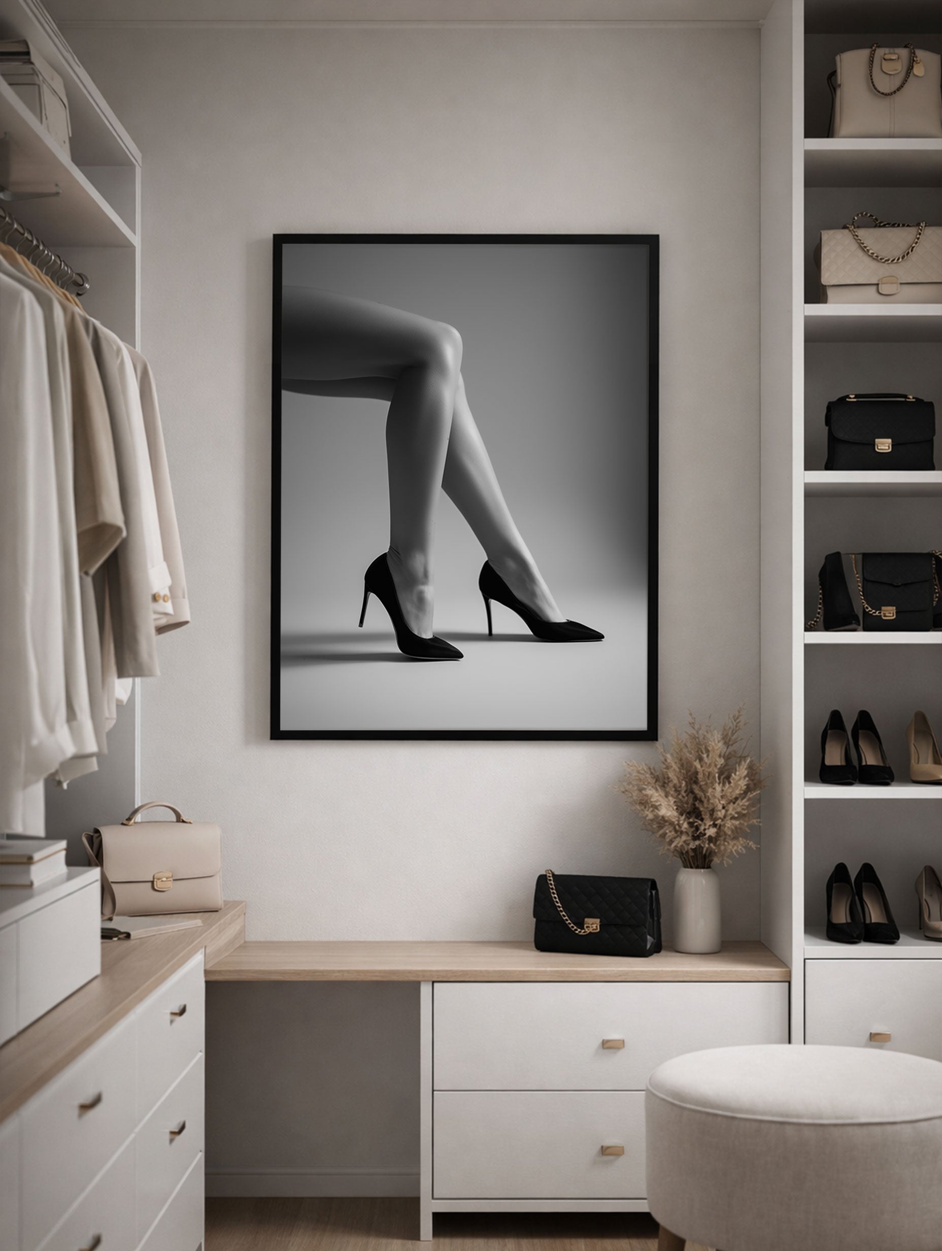 Beauty in Heels Black and White Poster Mockup