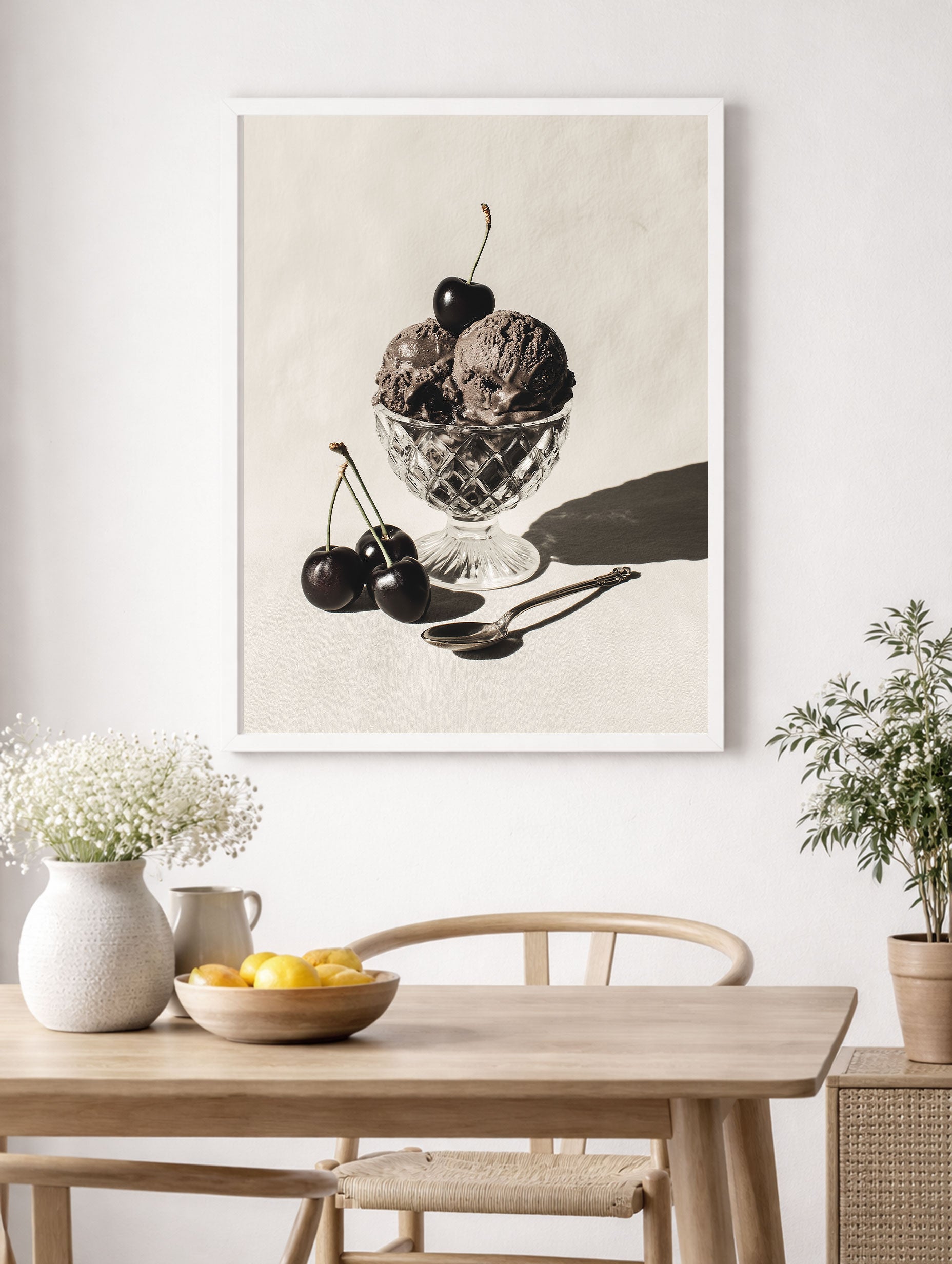 Black Cherry Chocolate Ice Cream Food Artwork Mockup