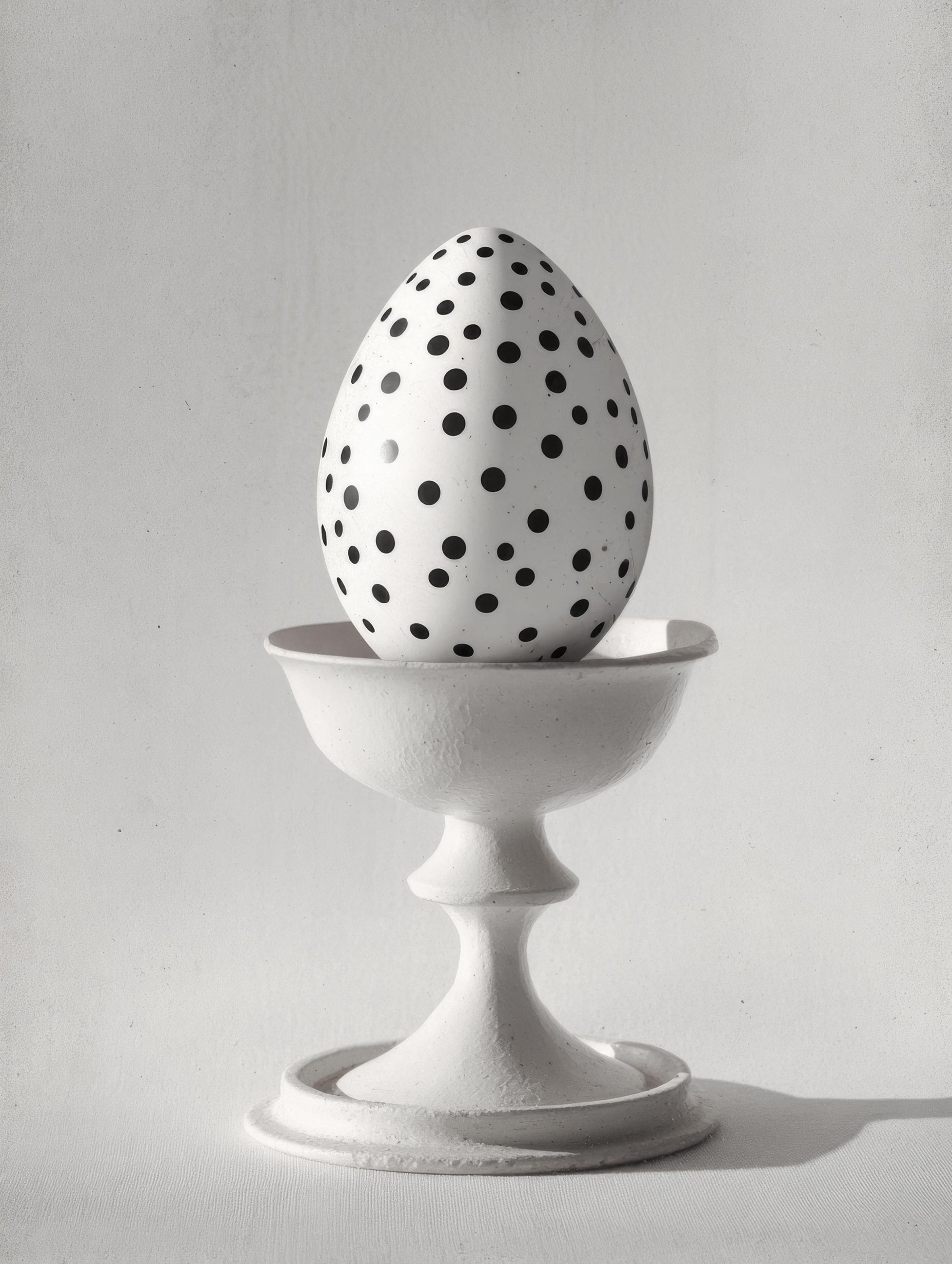 Black and White Polka-Dotted Egg Kitchen Artwork
