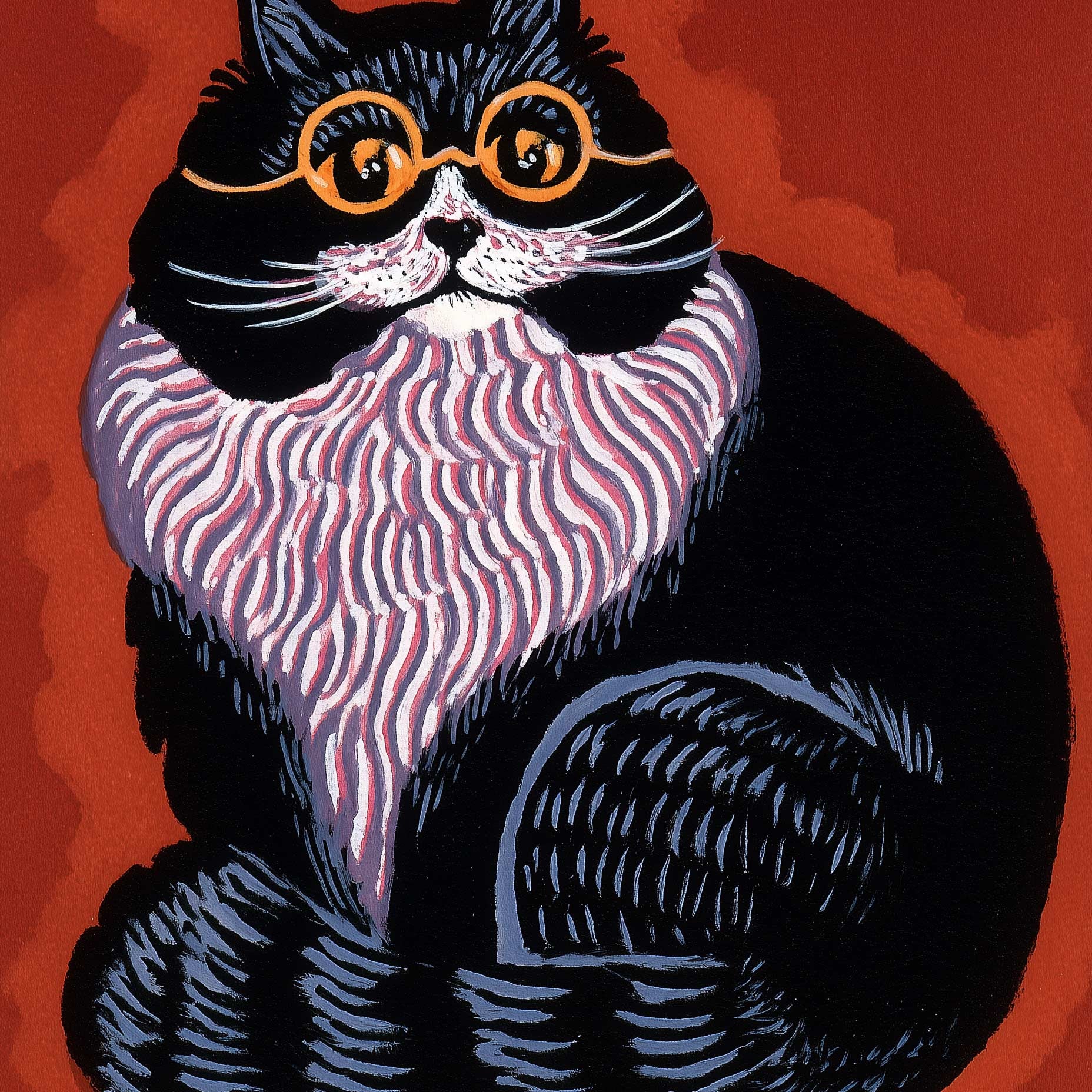 Bold Textured Cat Animal Art Print