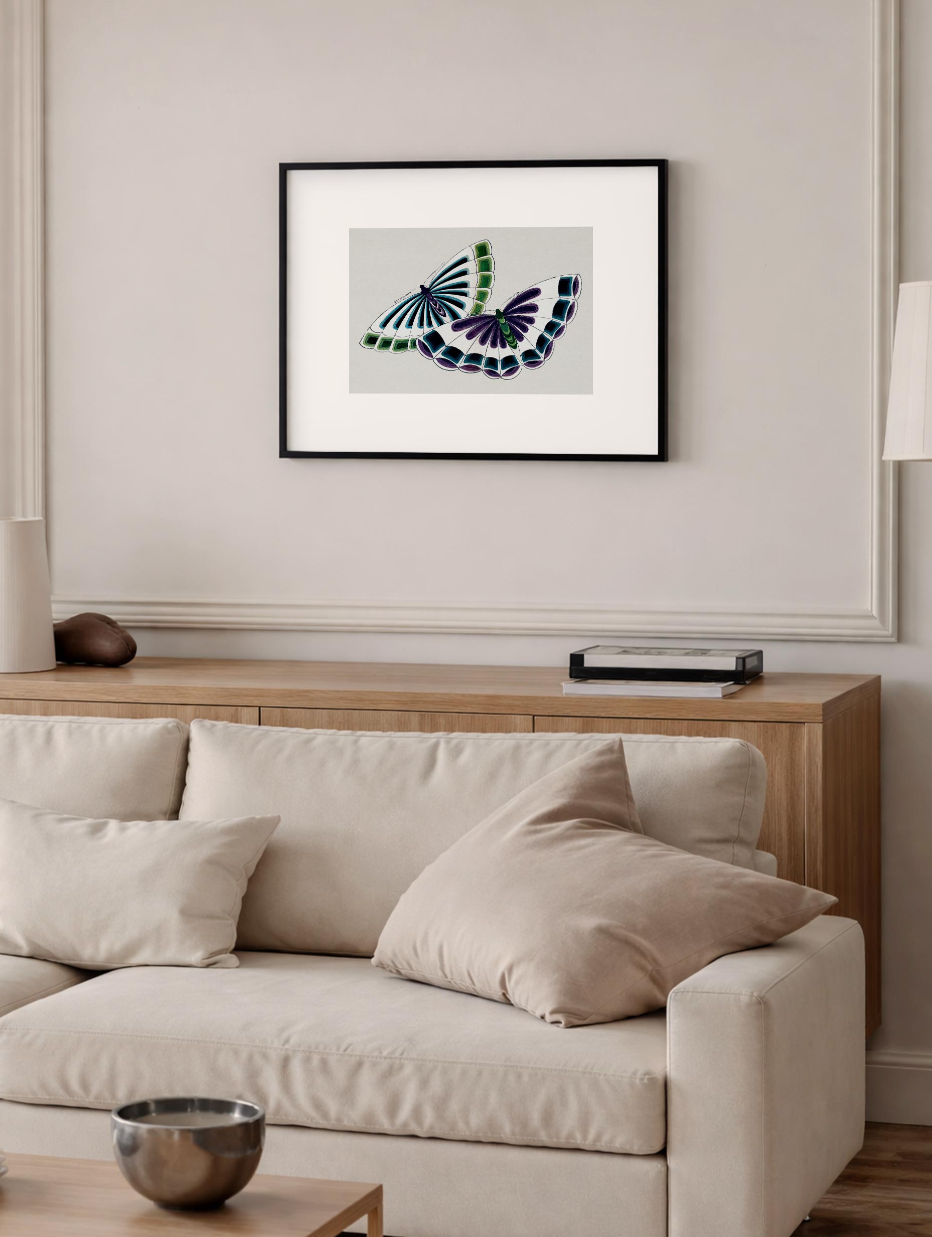 Butterflies Kamisaka Sekka Art Print Mockup