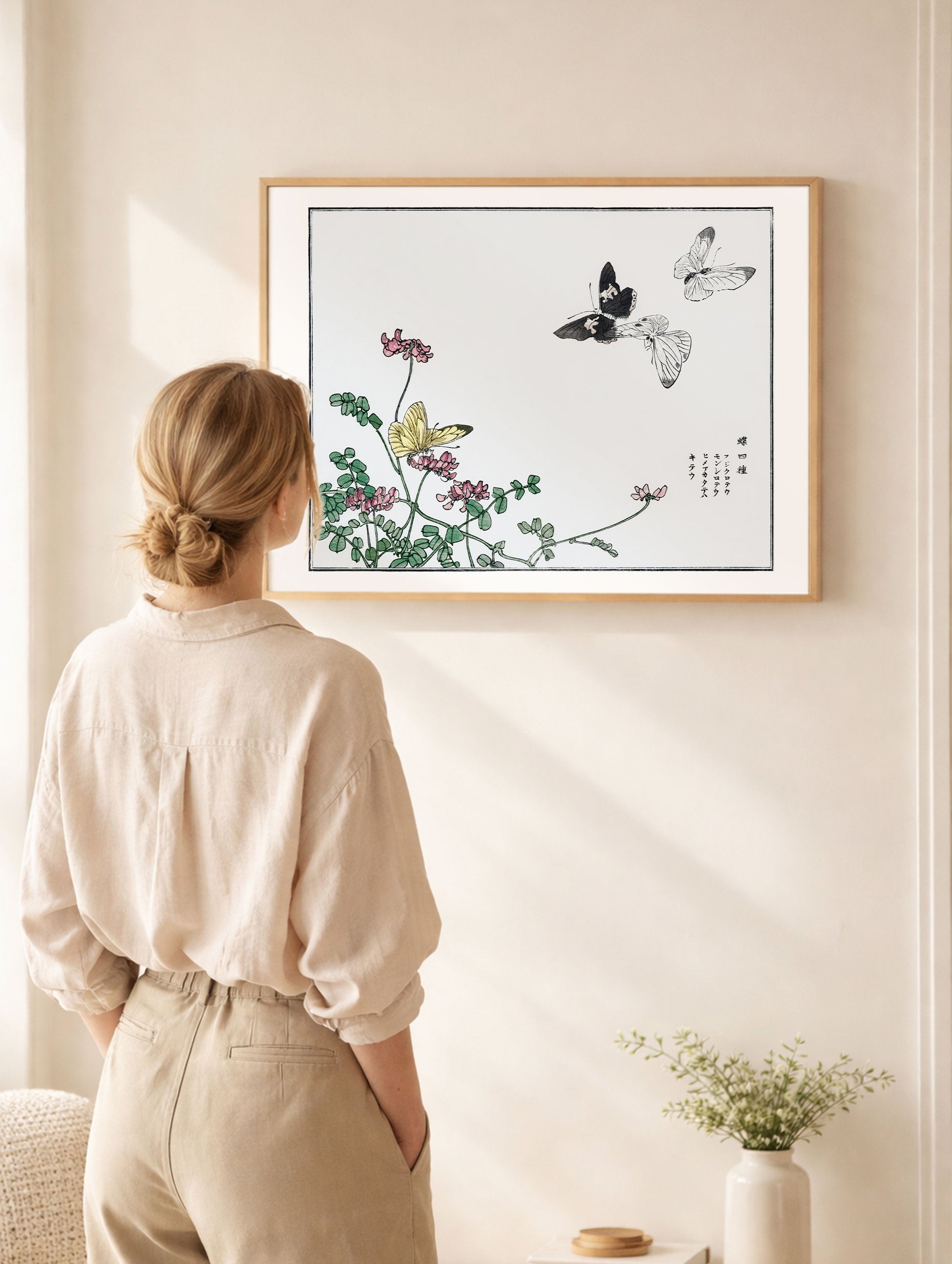 Butterflies and Flower Morimoto Toko Art Print Mockup