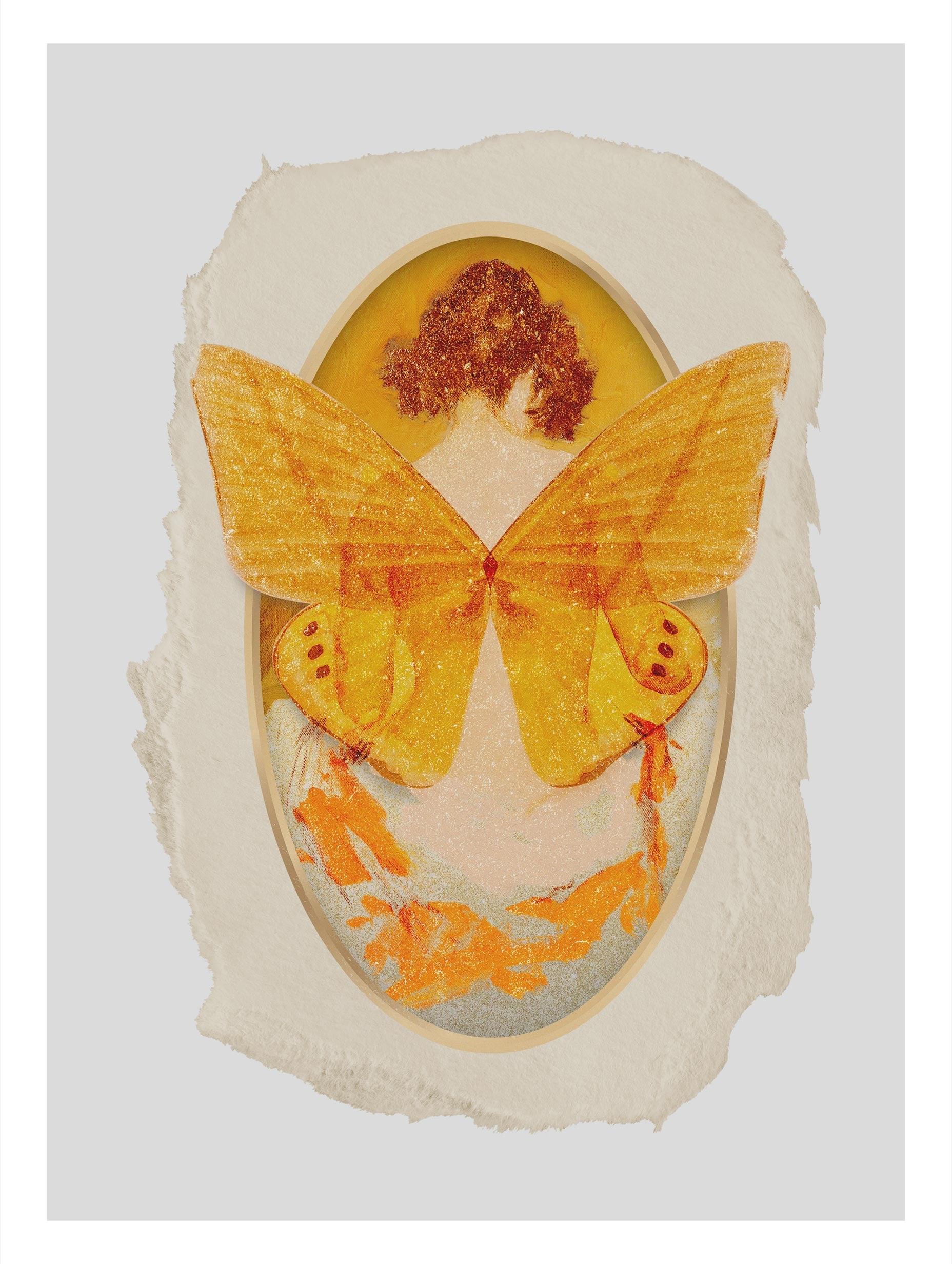 Butterfly Woman Portrait Illustration Poster