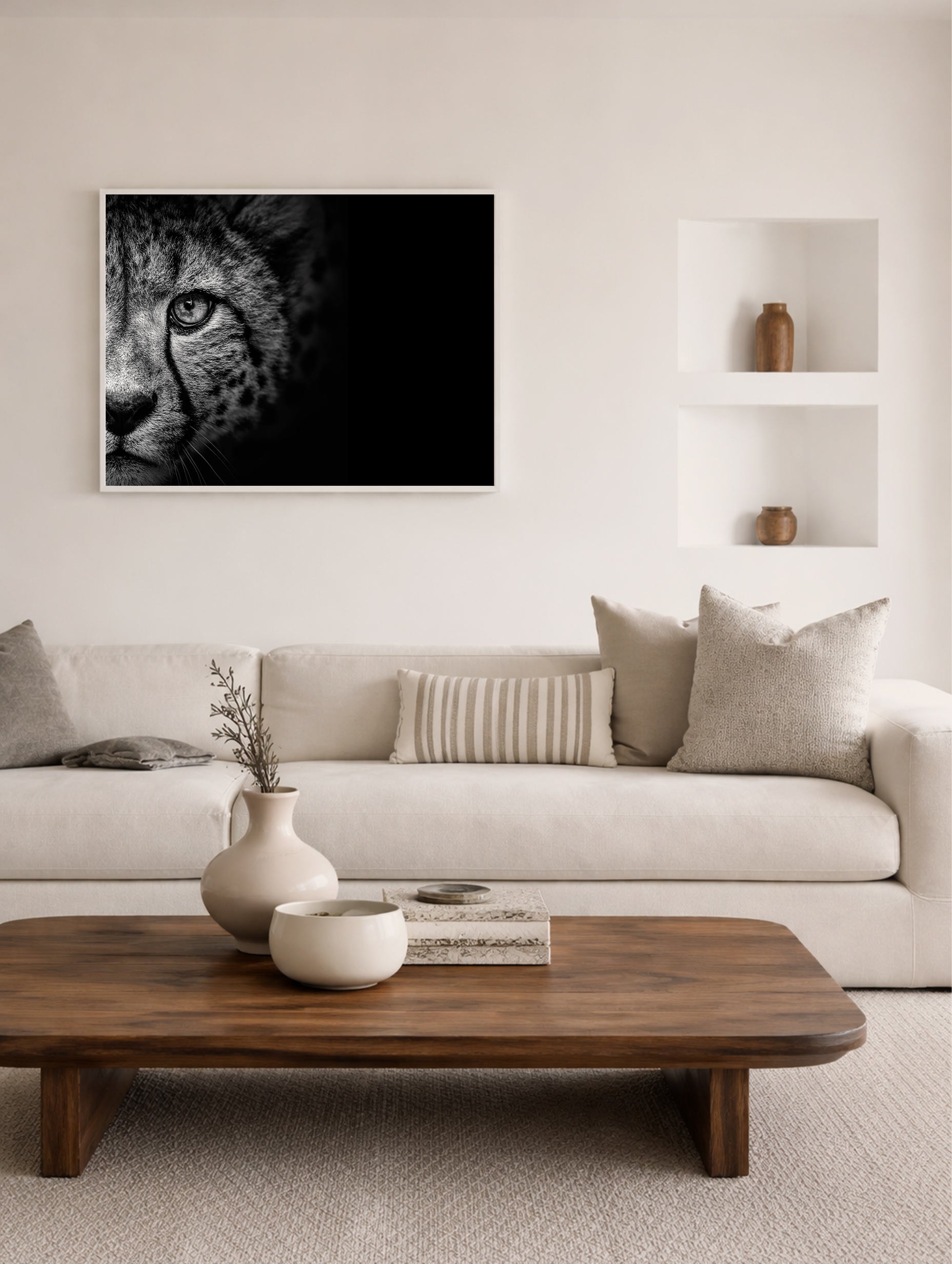 Cheetah Eye Black and White Portrait Poster Mockup