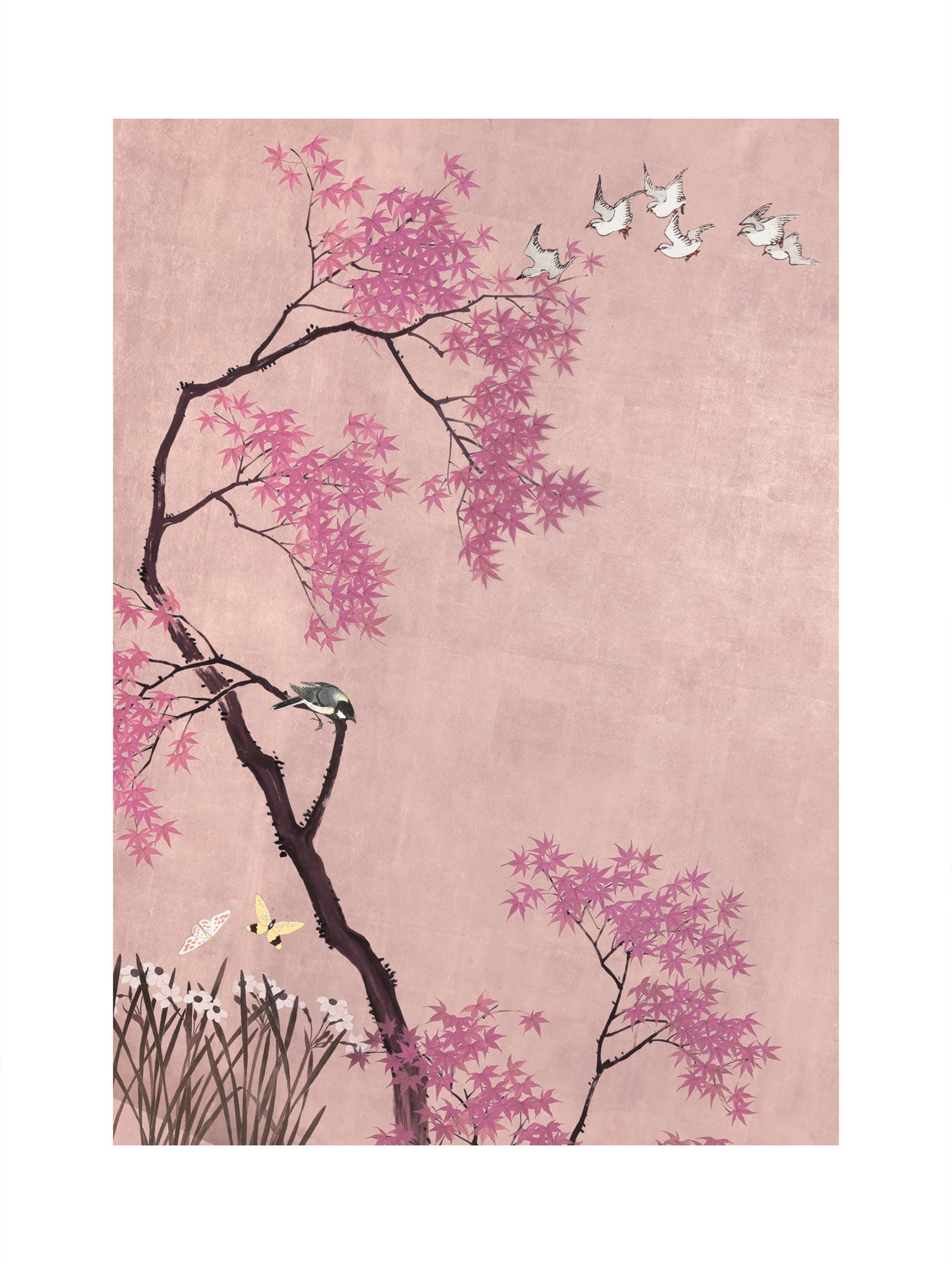 Cherry Blossoms Japanese Botanical Art Print