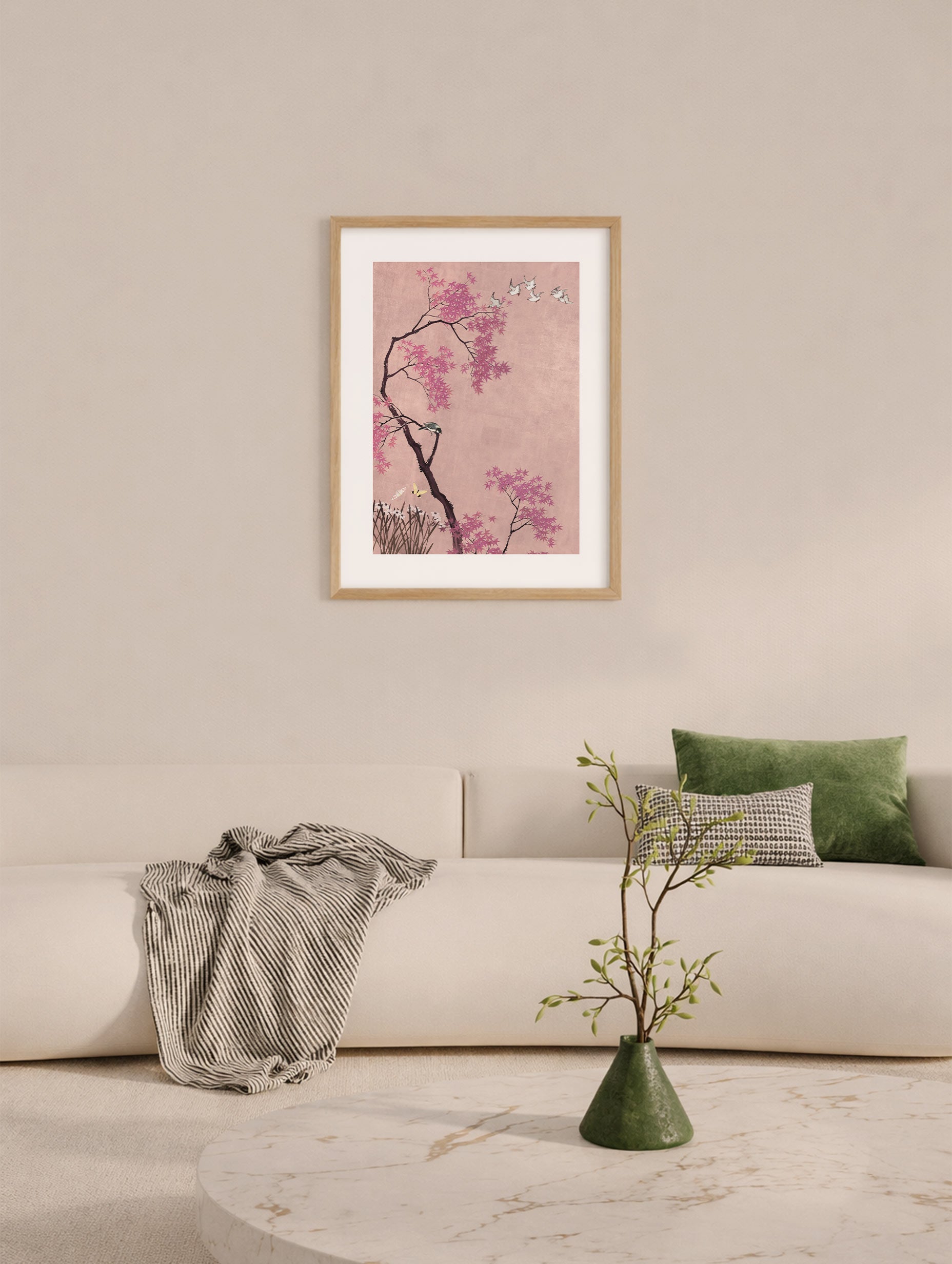 Cherry Blossoms Japanese Botanical Art Print