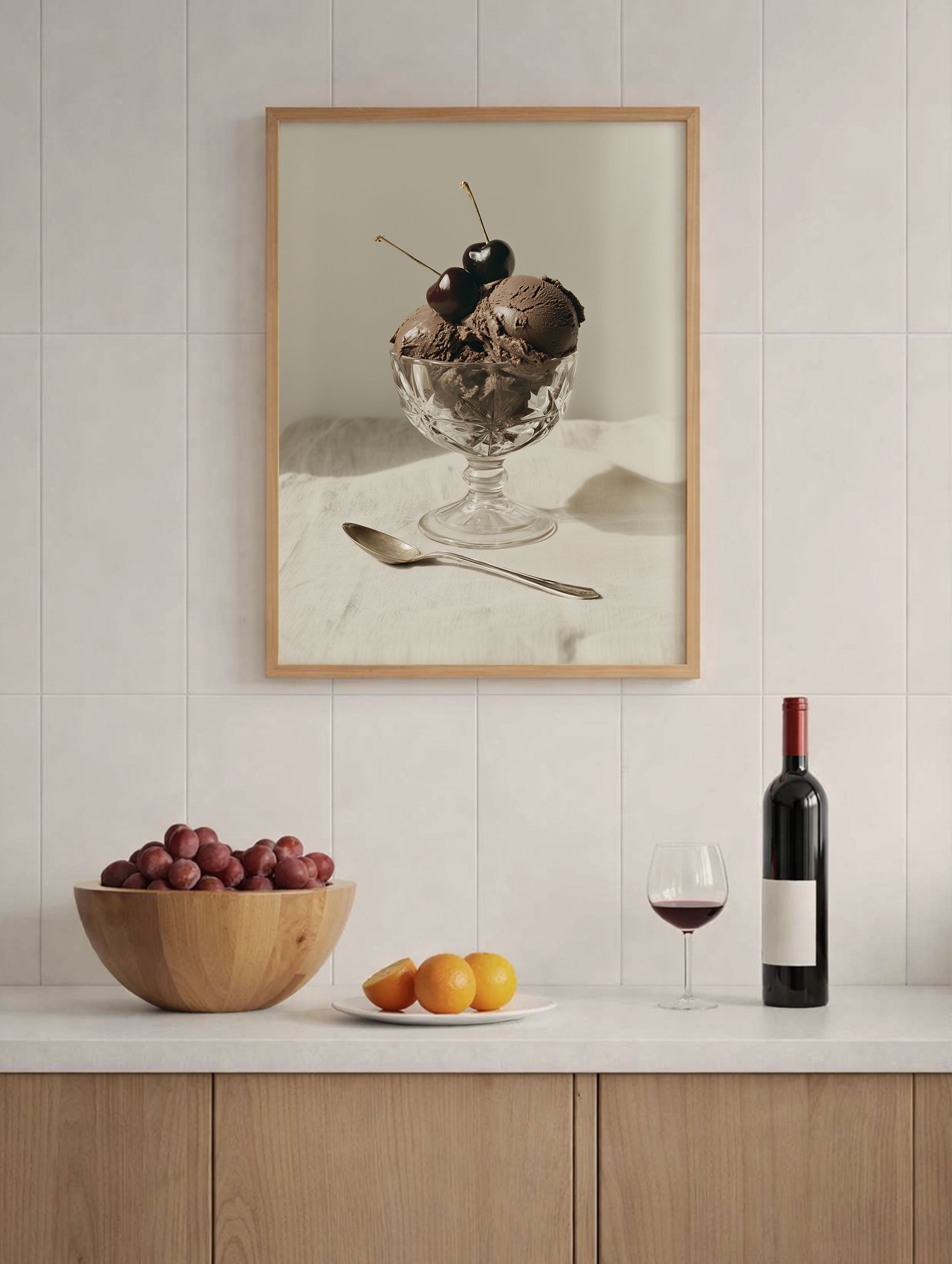 Chocolate Cherry Ice Cream Food Artwork Mockup