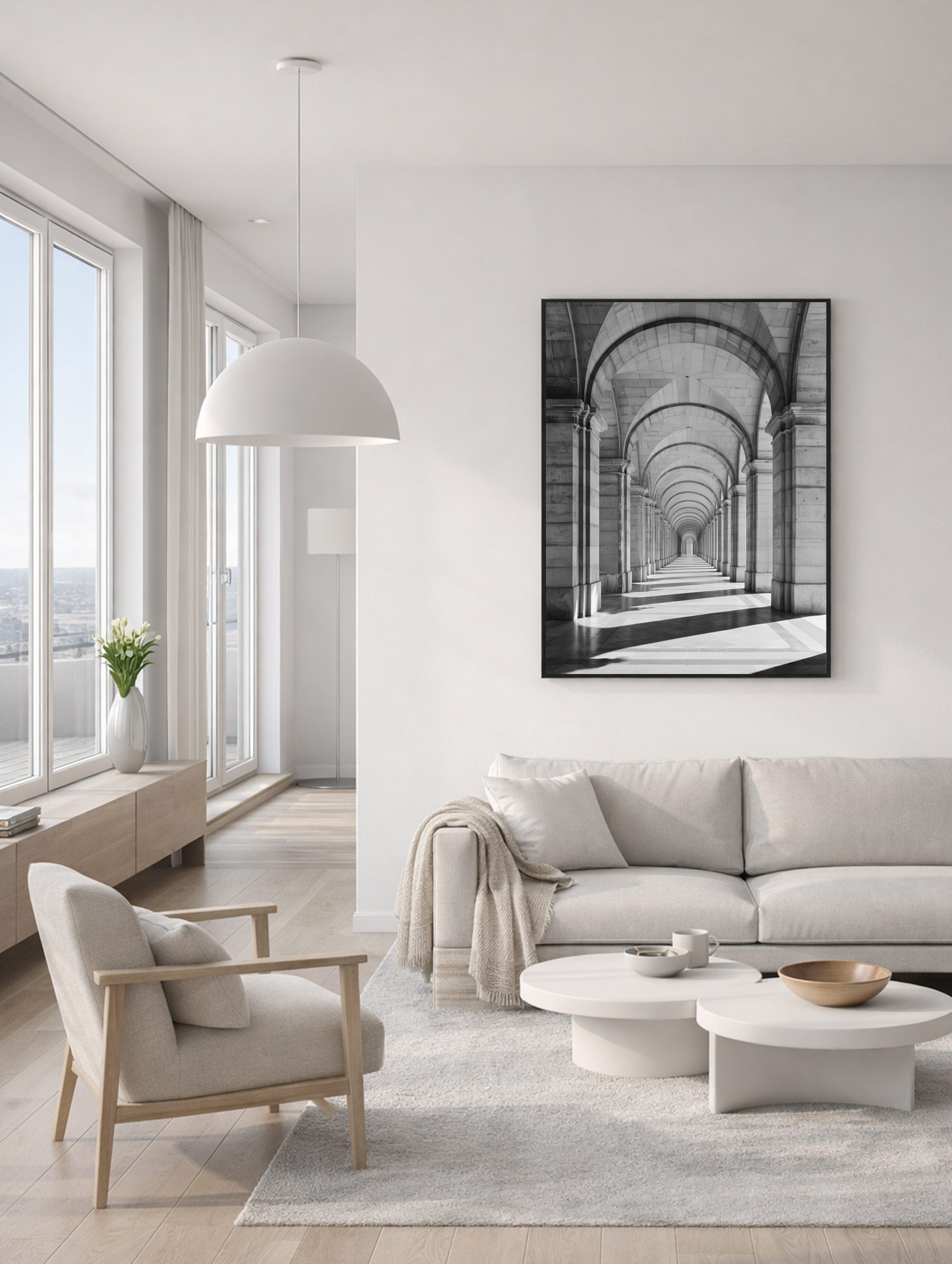 Classical Arches Black and White Poster
