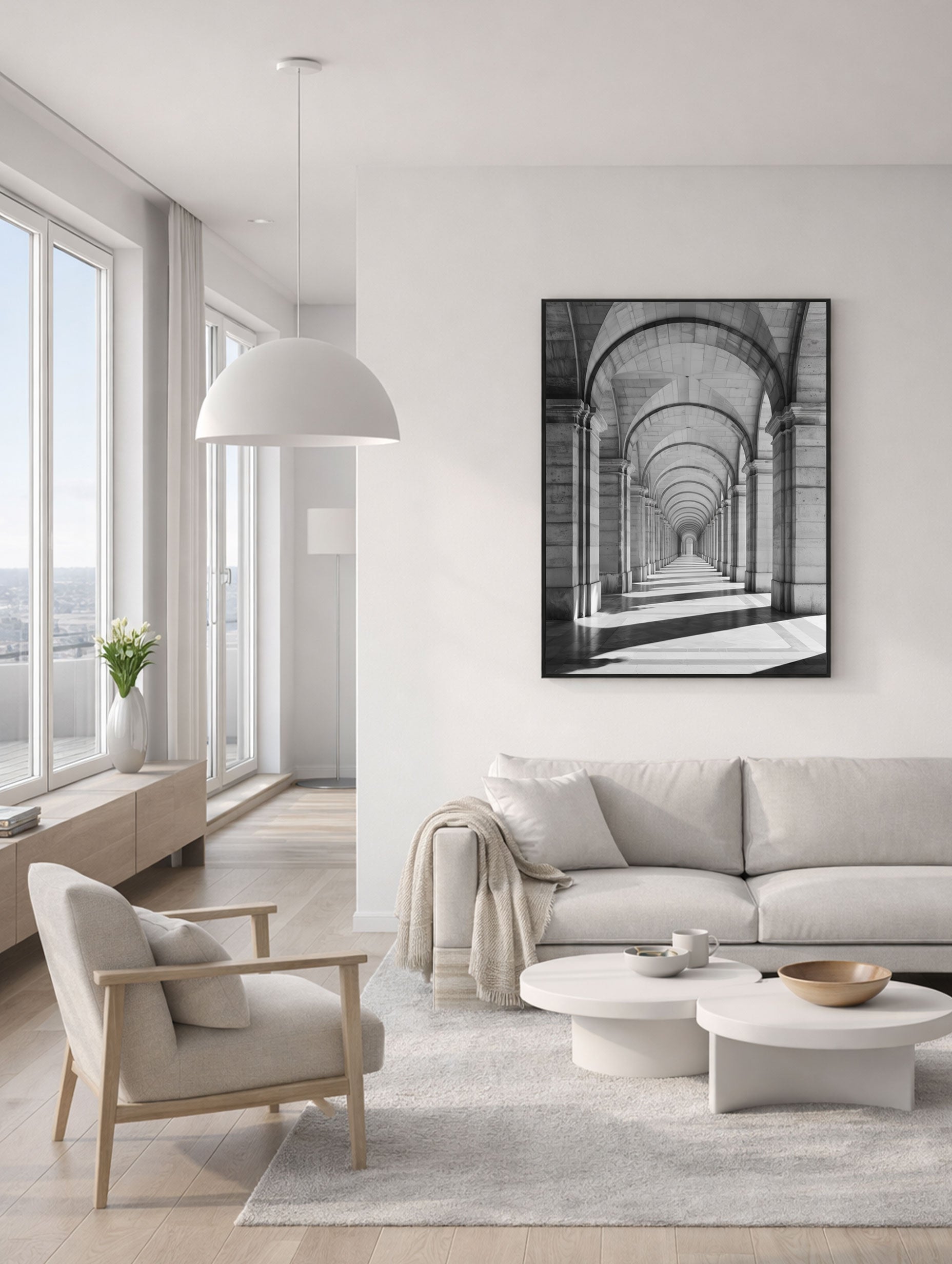 Classical Arches Black and White Poster Mockup