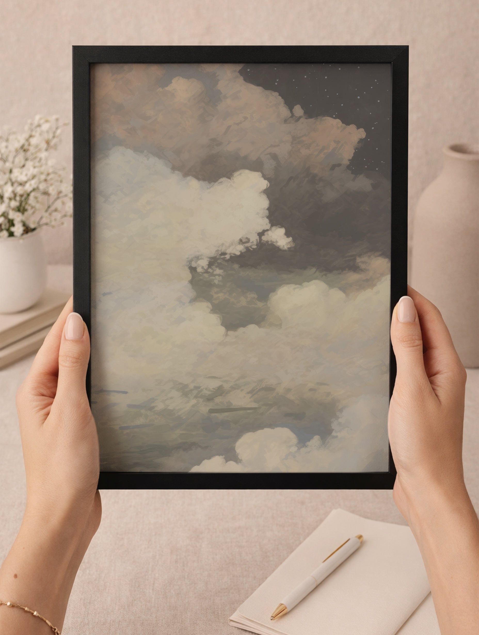 Cloudy Sky Abstract Art Print Mockup