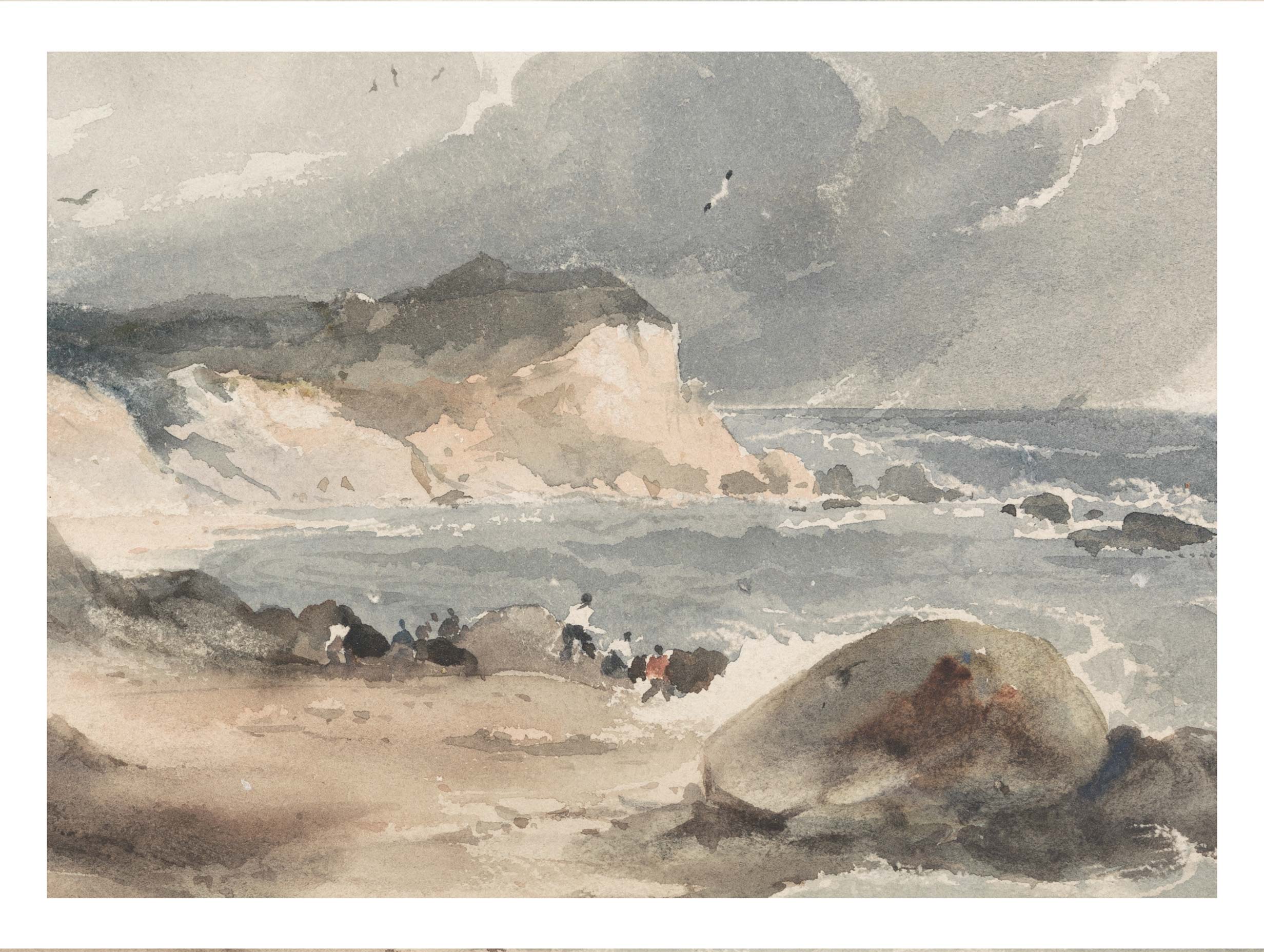 Coast Scene with Figures Robert Brandard Art Print
