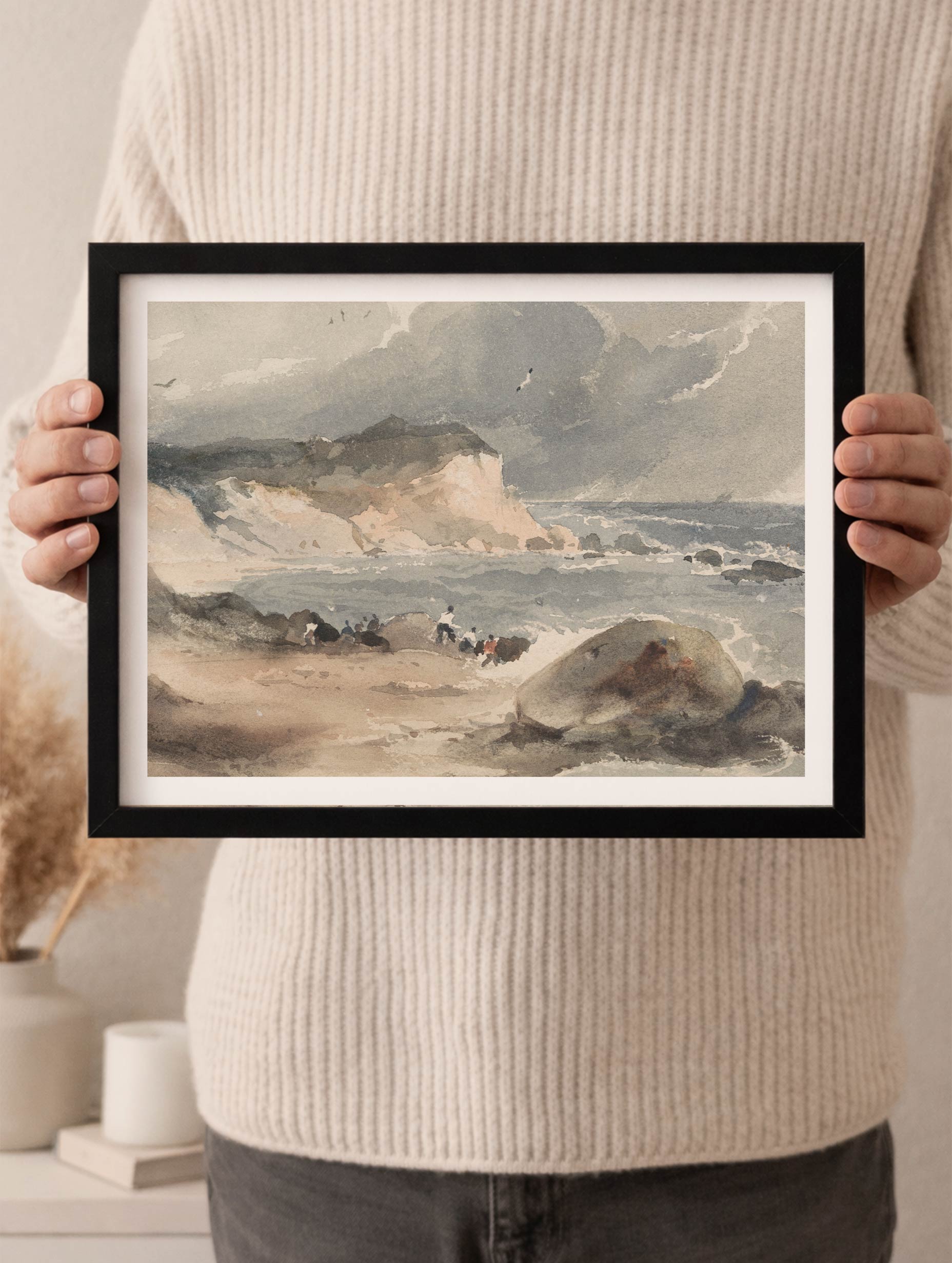 Coast Scene with Figures Robert Brandard Art Print Mockup