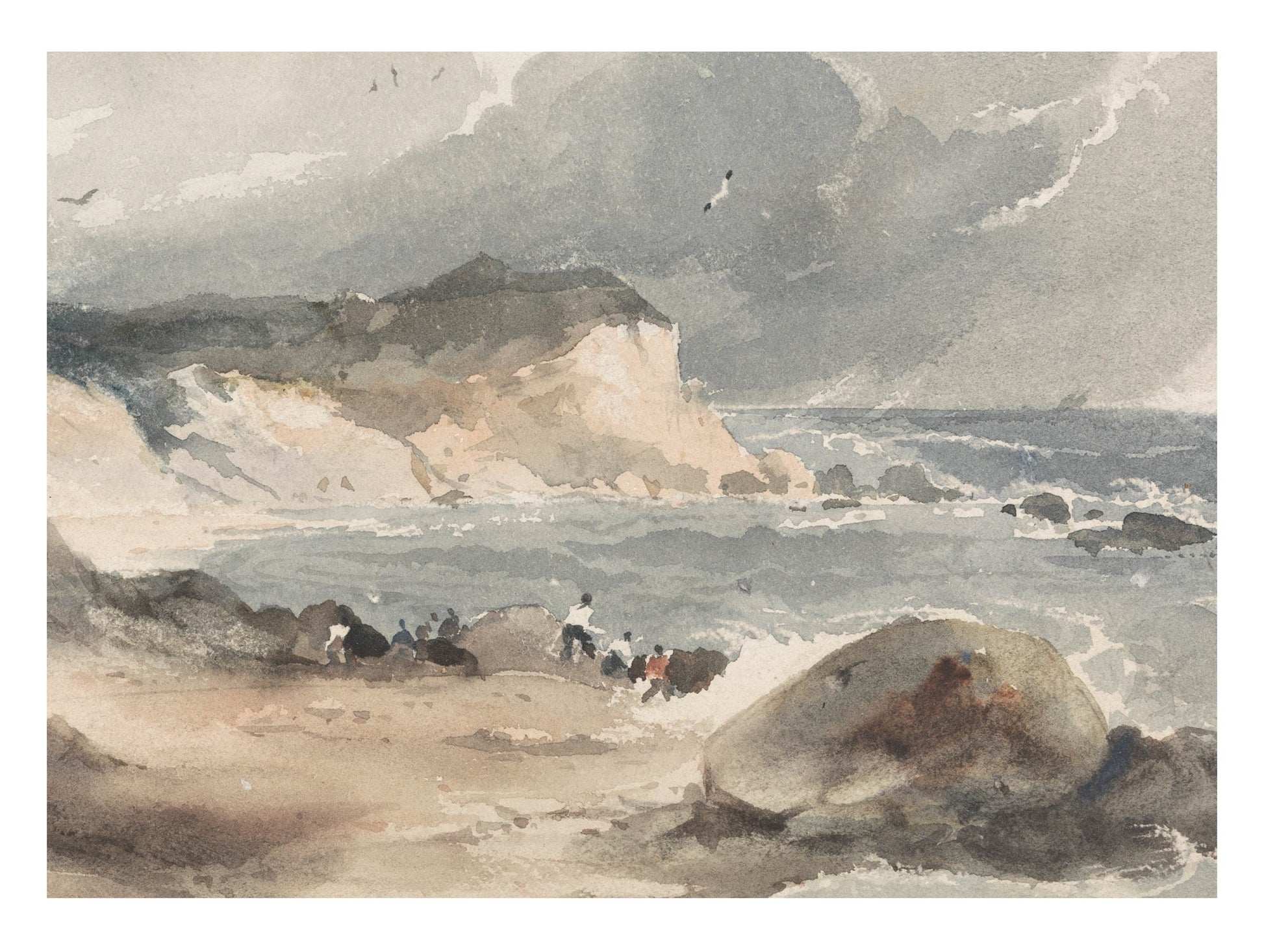 Coast Scene with Figures Robert Brandard Art Print 