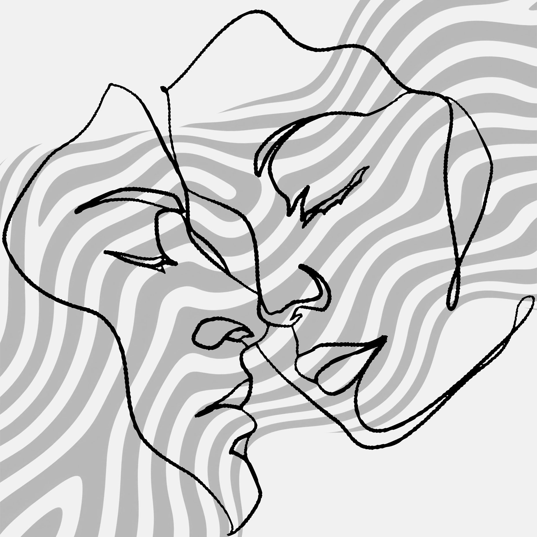 Couple Faces Line Art Print