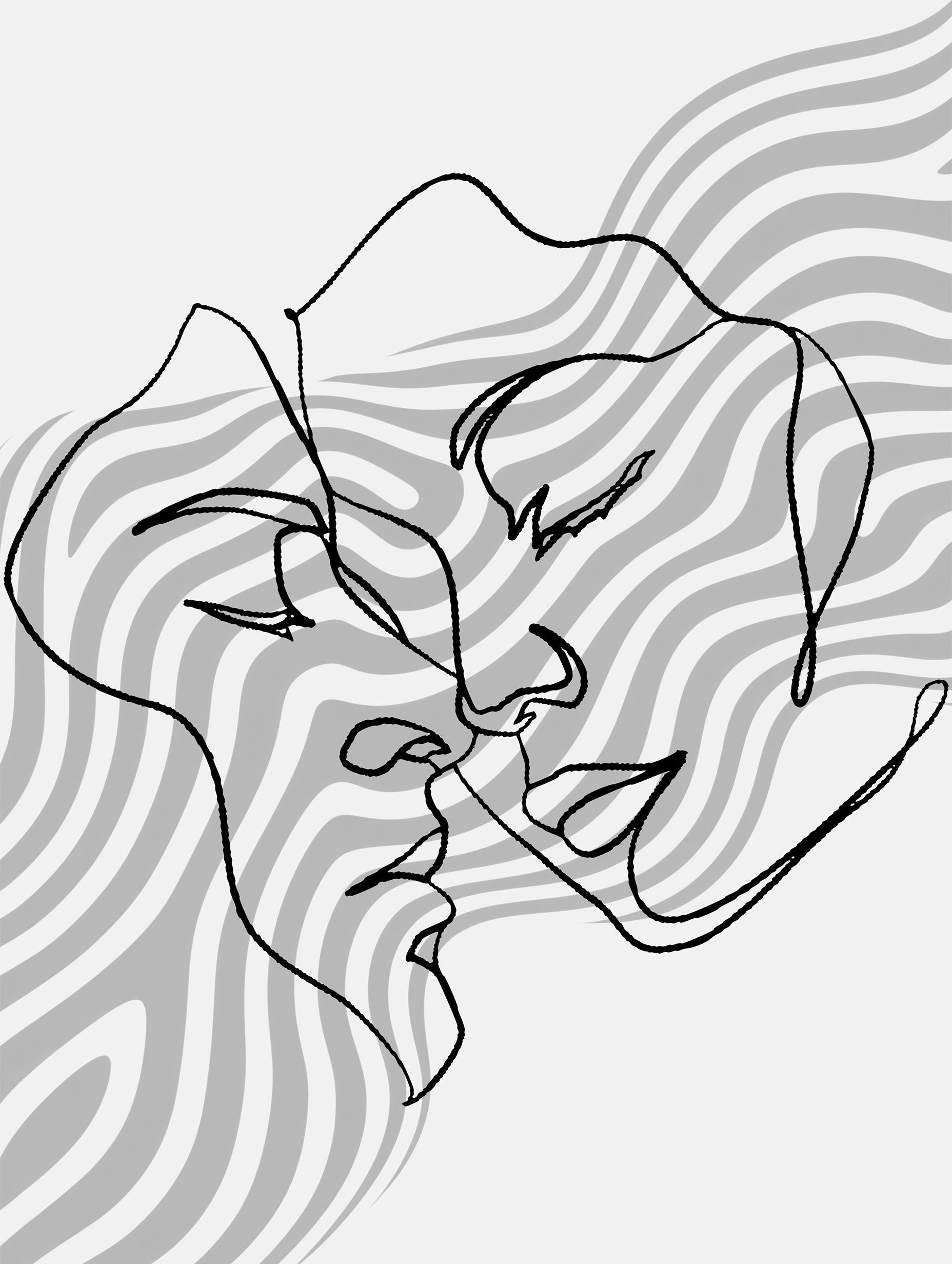 Couple Faces Line Art Print