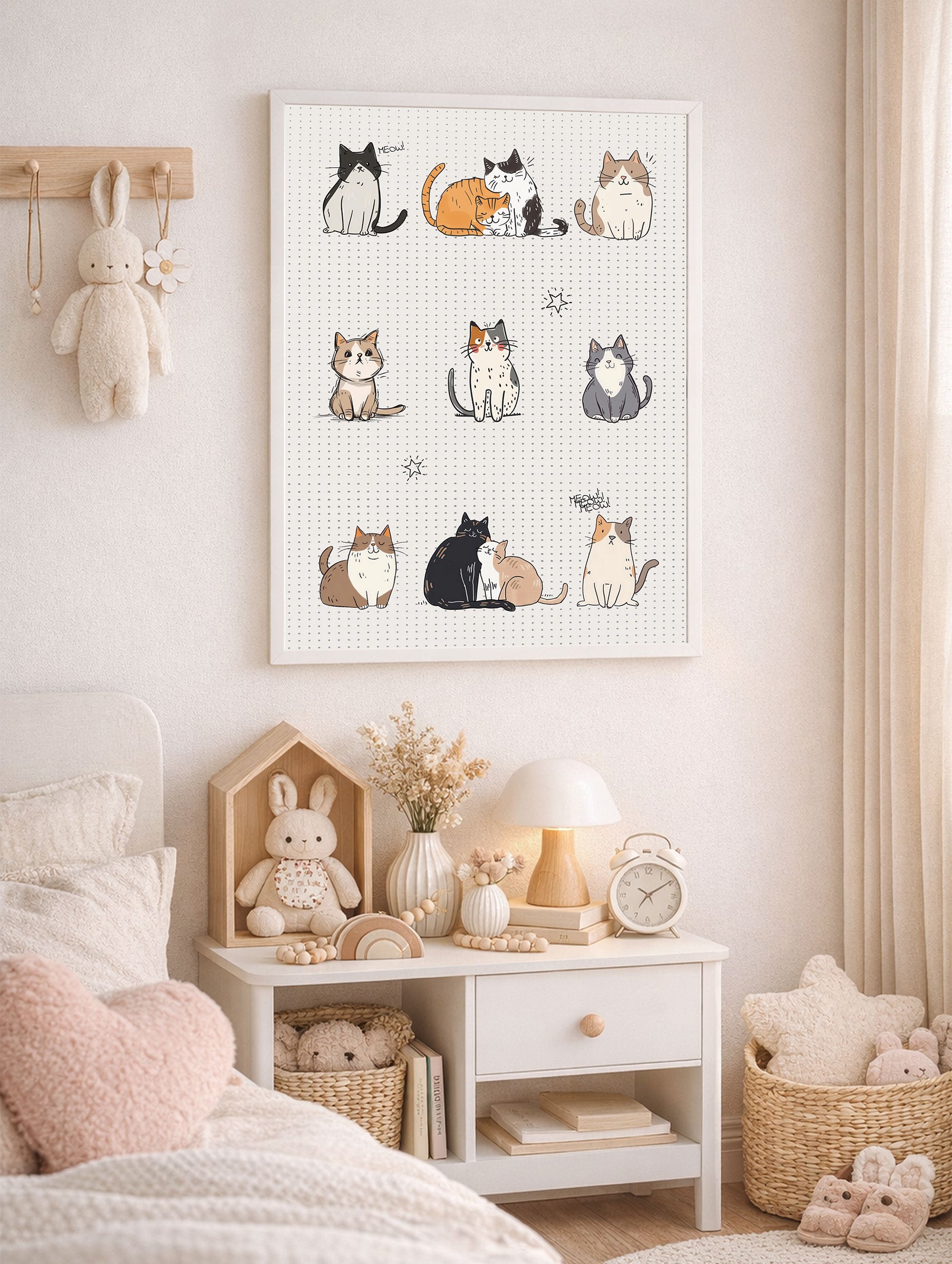 Cozy Cats Illustration Poster