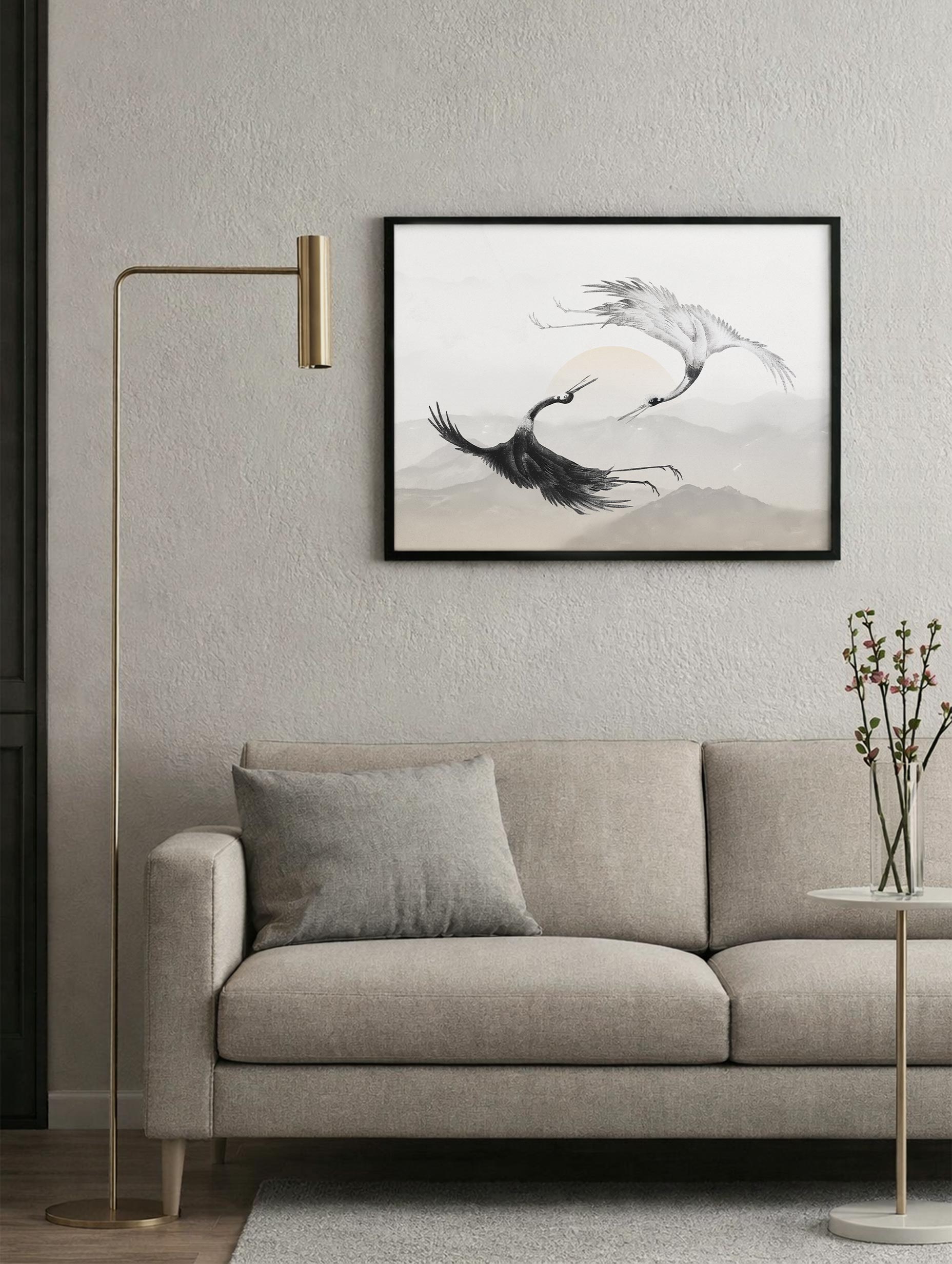 Cranes Japanese Art Print Mockup