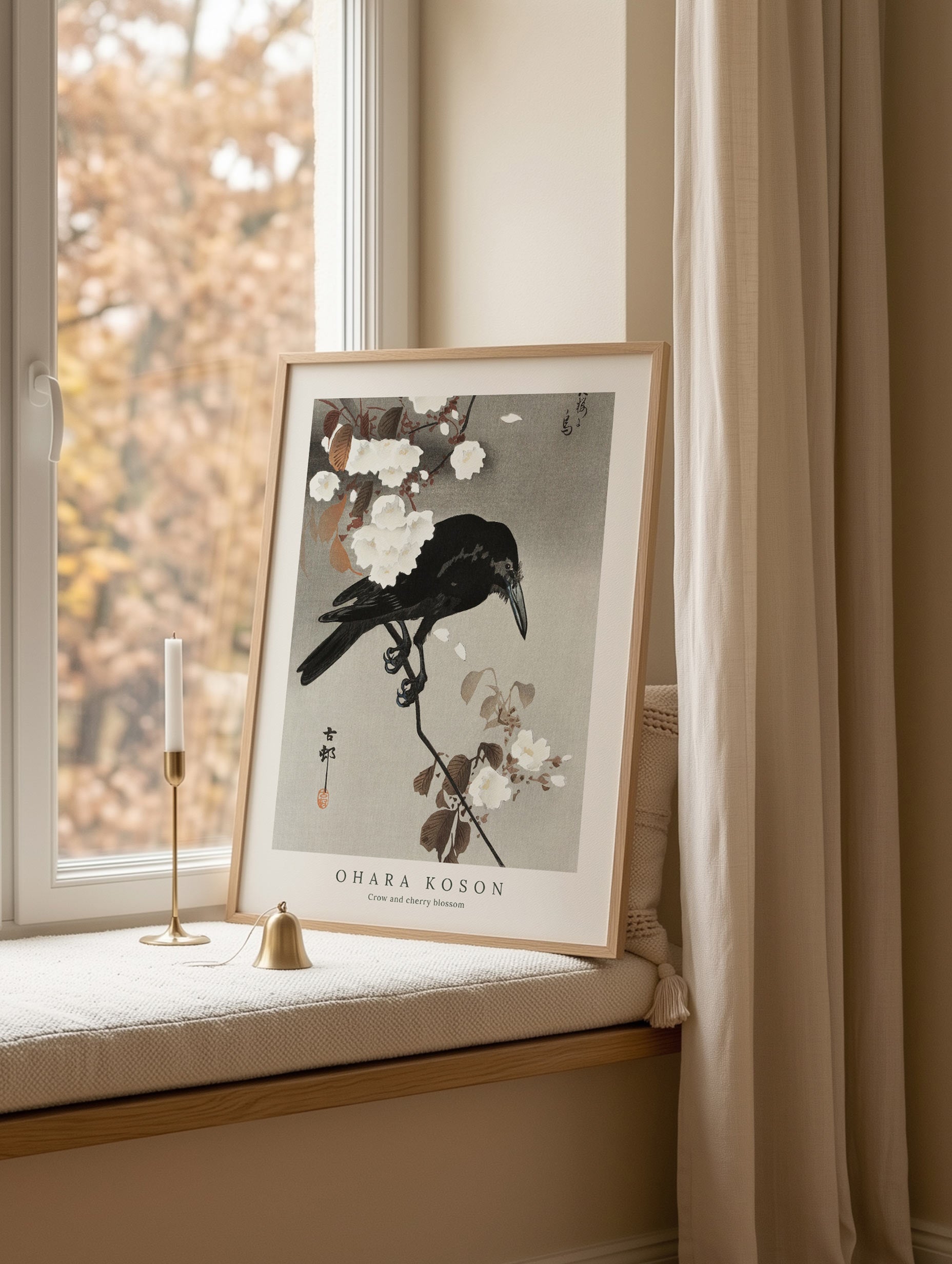 Crow and Cherry Blossom - Ohara Koson Mockup