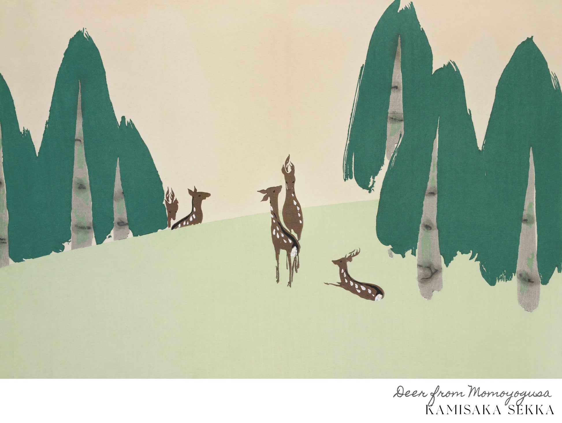 Deer from Momoyogusa Kamisaka Sekka Art Print
