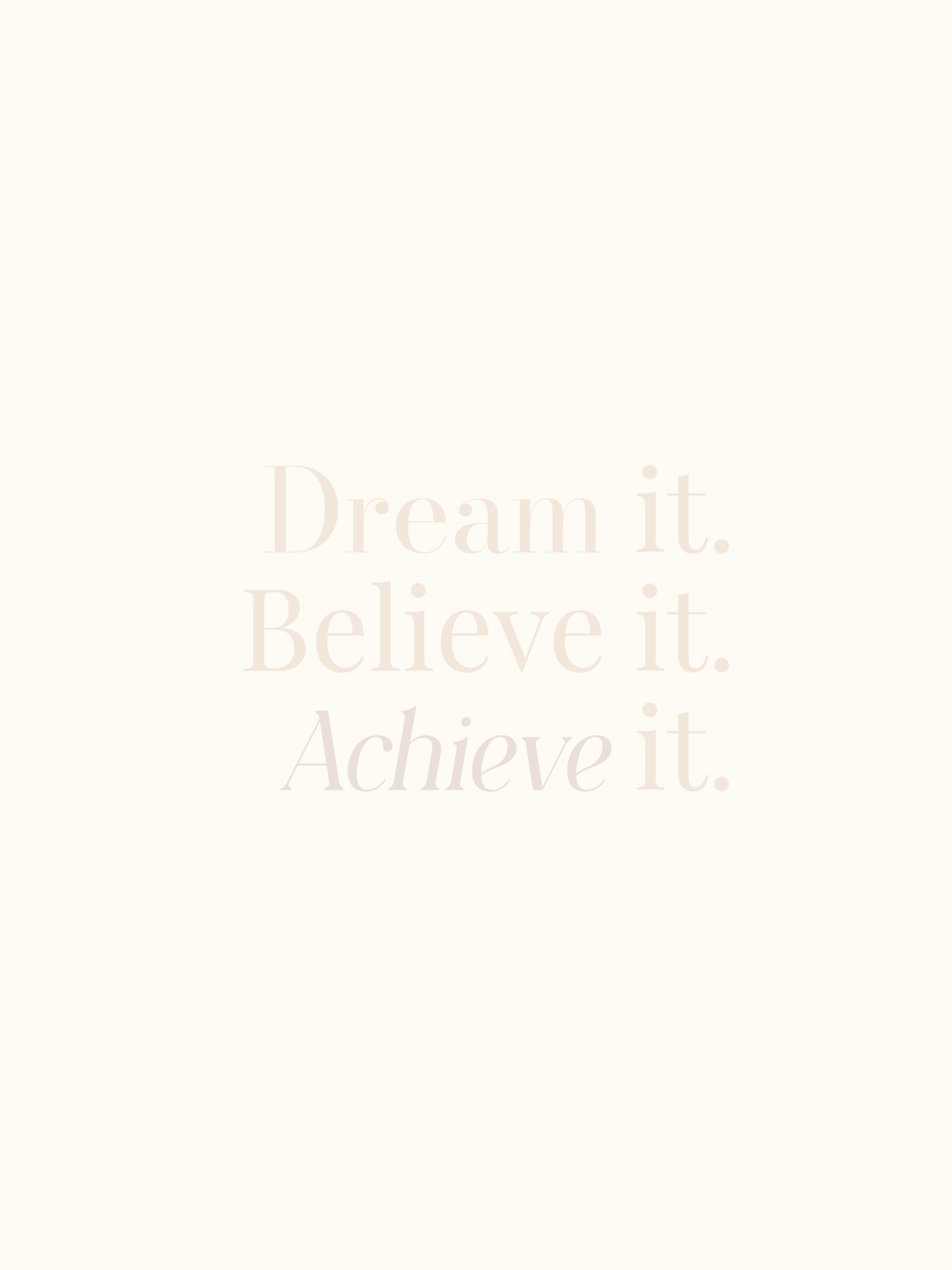 Dream. Believe. Achieve. Minimalist Motivational Poster