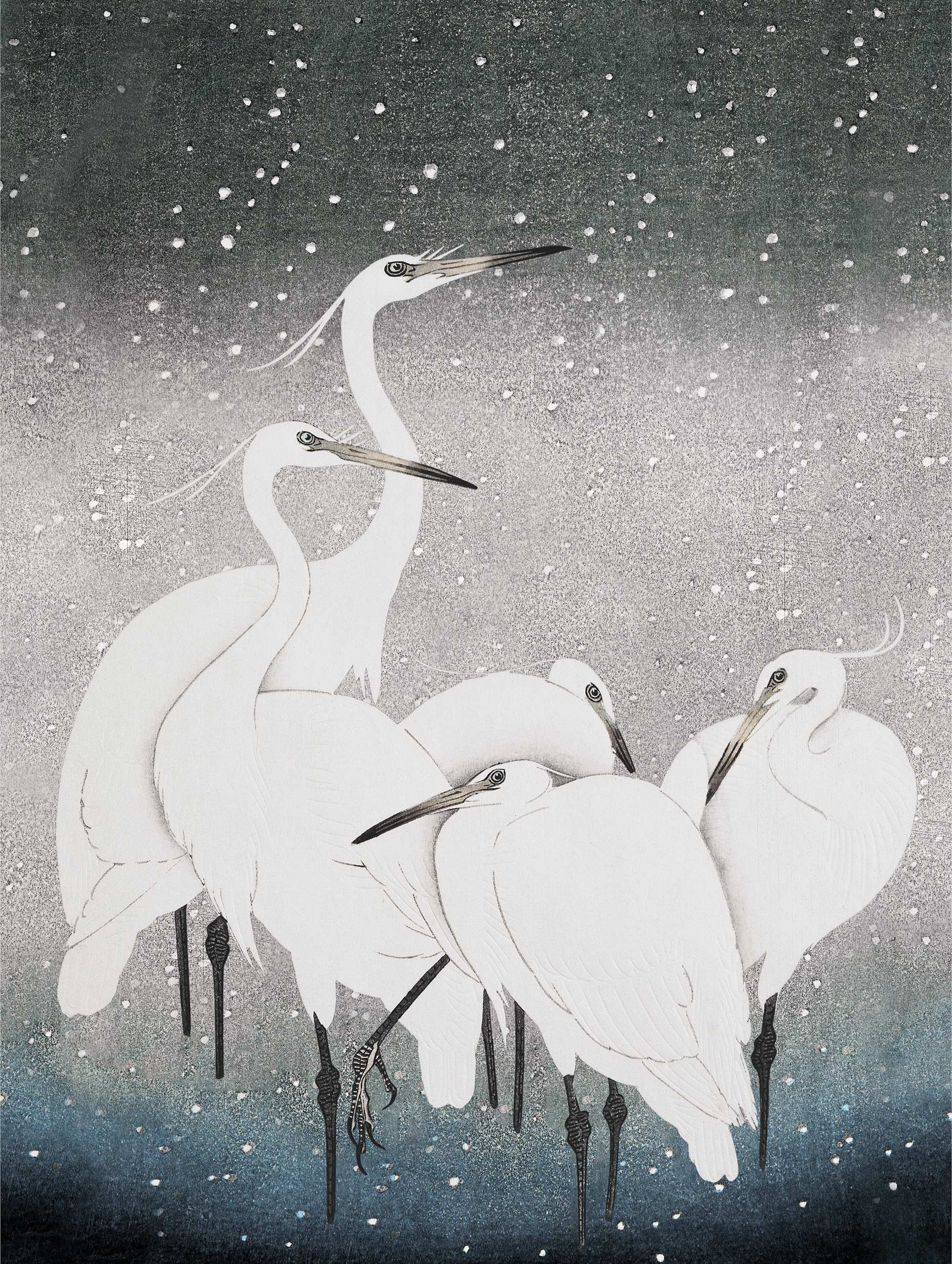 Egrets in the Snow Ohara Koson Art Print