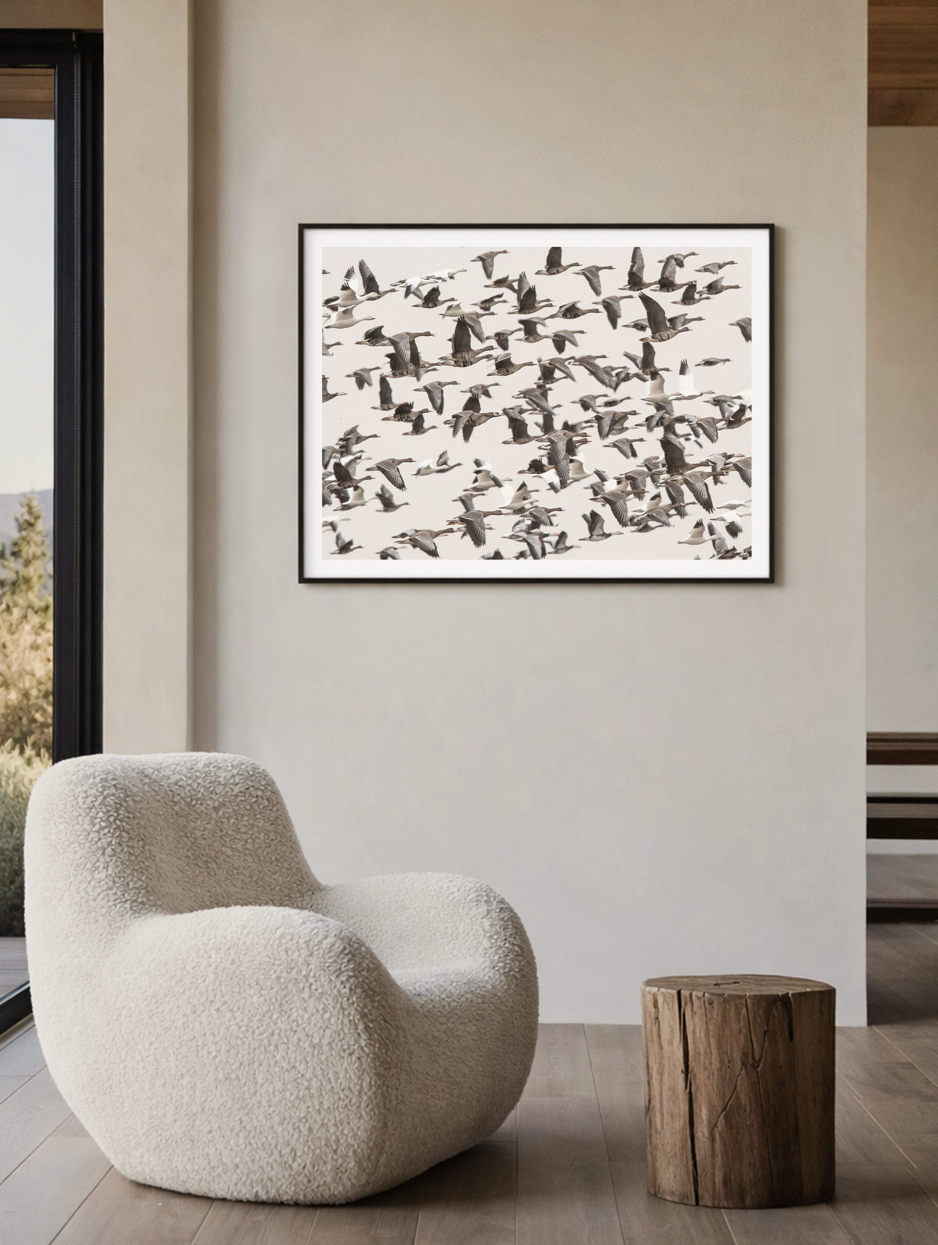 Flock of Geese Migration Animal Poster Mockup