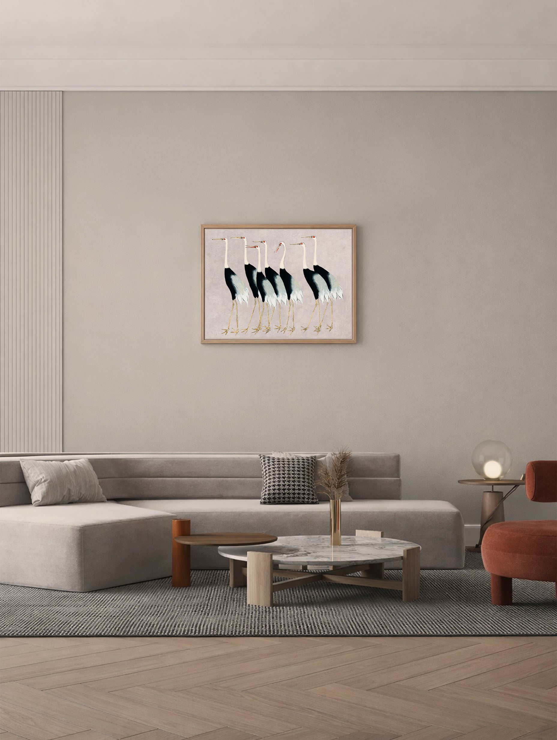 Flock of Japanese Red Crown Cranes Ogata Kōrin Art Print