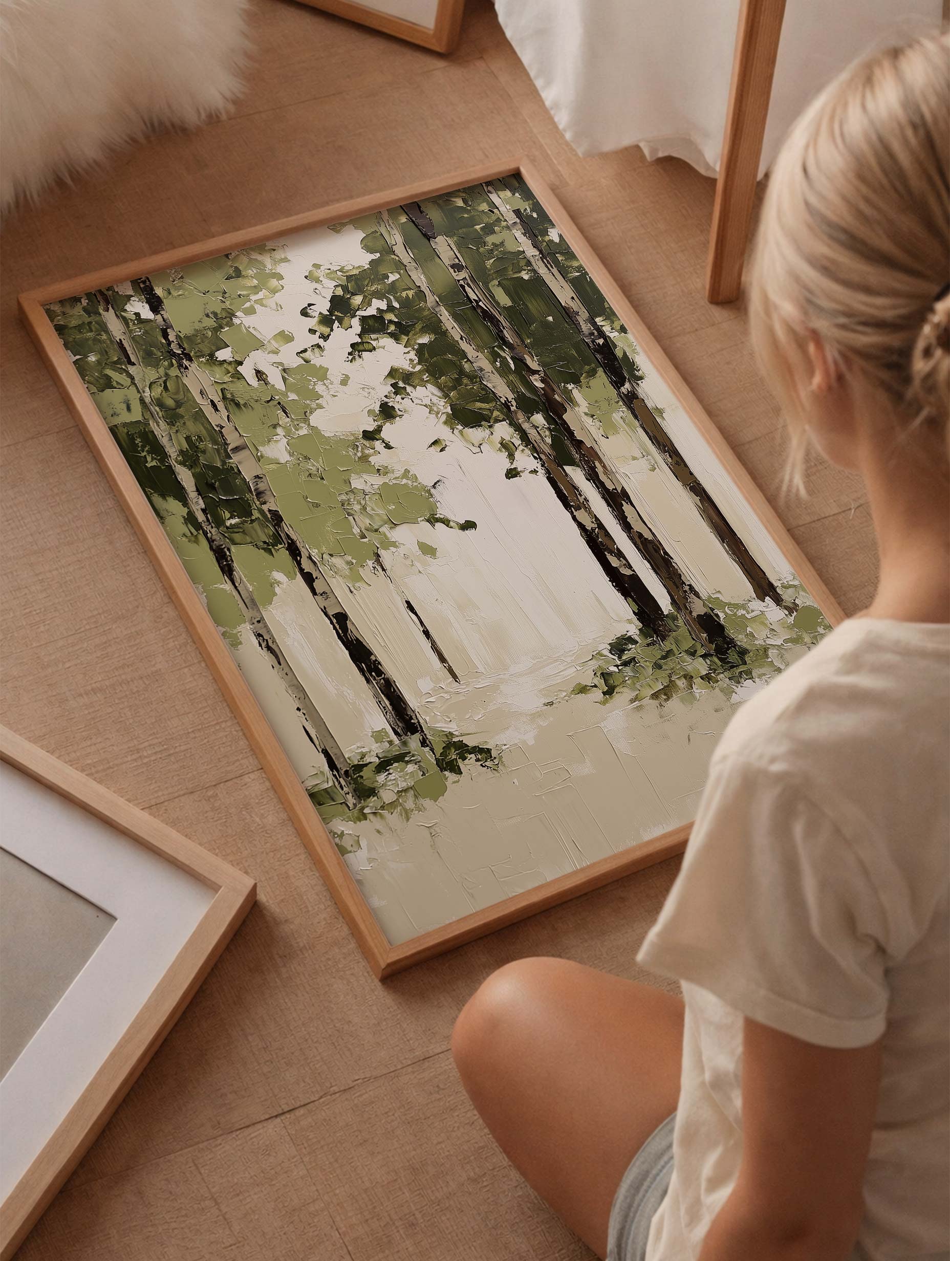 Forest Oil Painting Tree Art Print Mockup