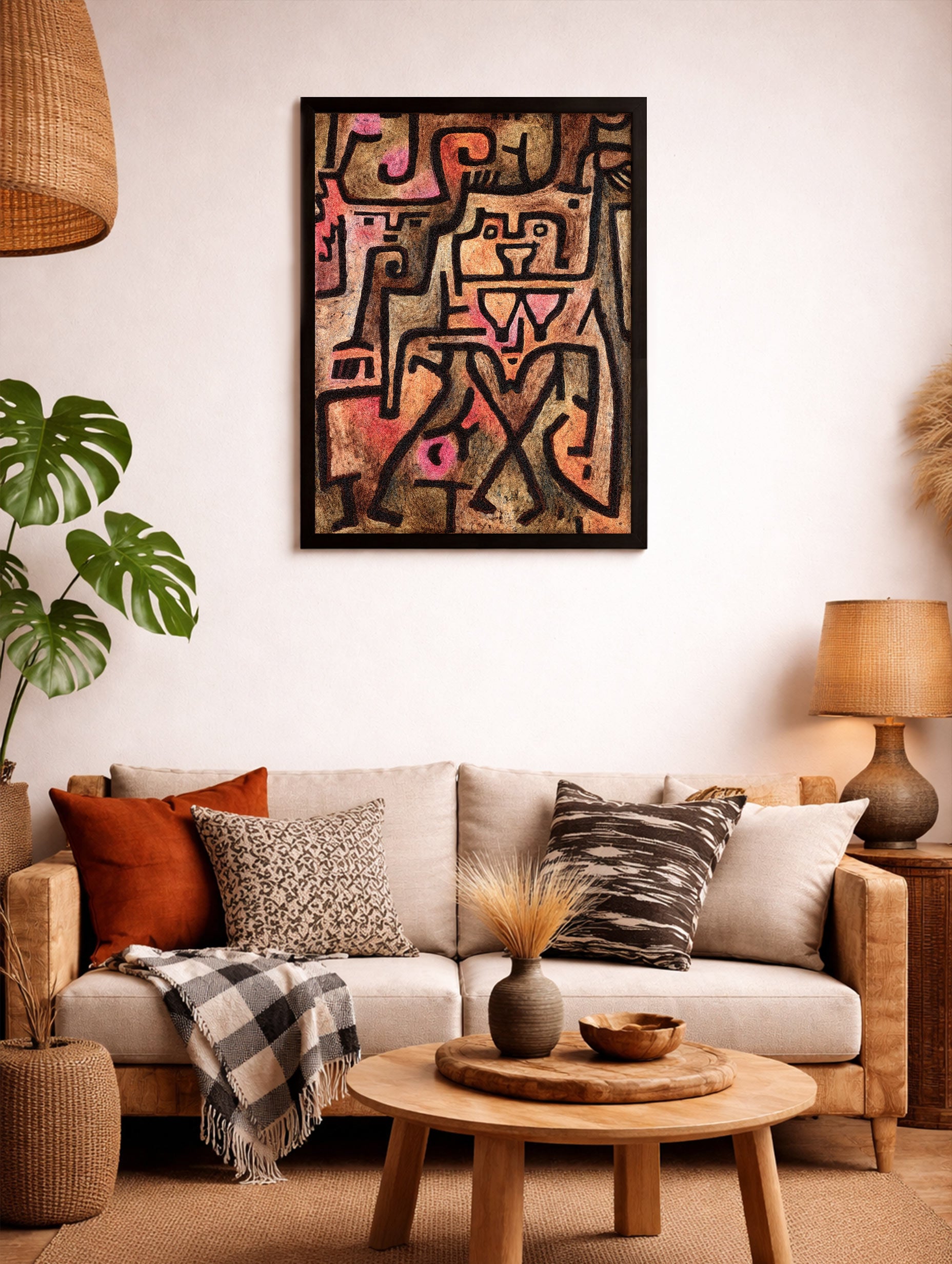 Första huset i en bosättning abstrakt konsttryck