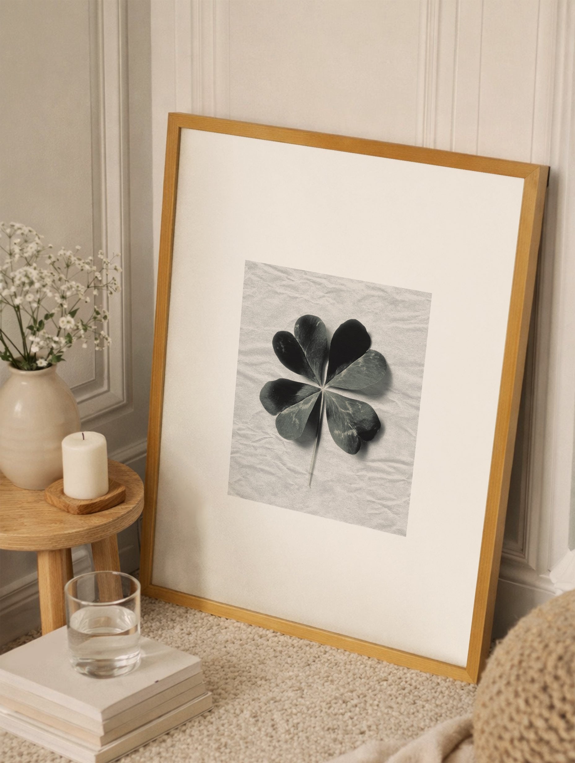 Four-Leaf Clover Leaf Art Print  Mockup