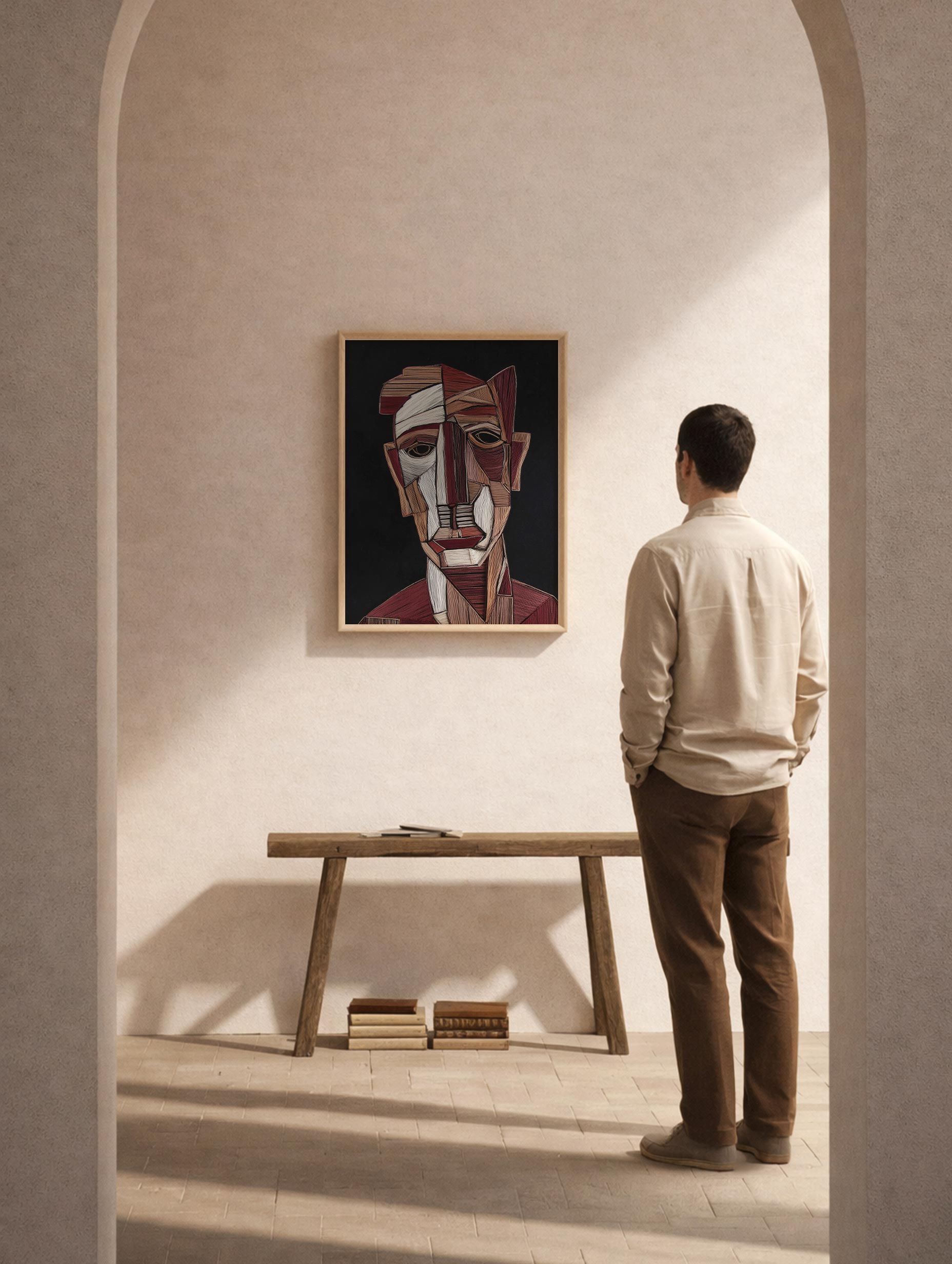 Fragmented Face Illustration Poster Mockup