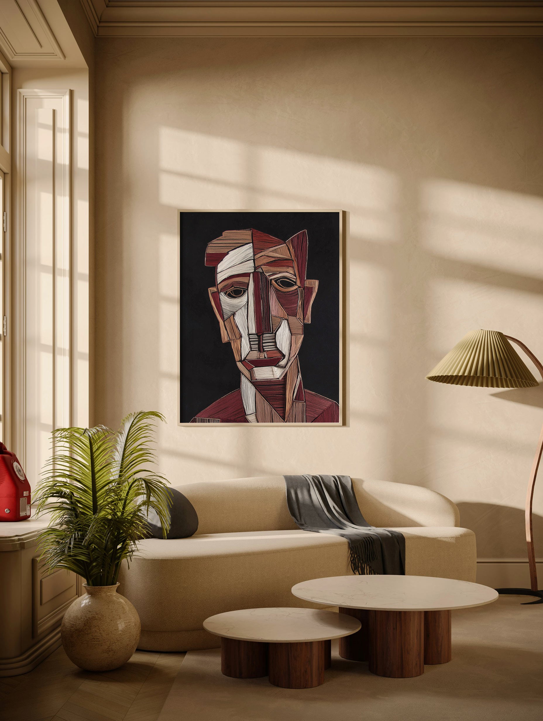 Fragmented Face Illustration Poster Mockup