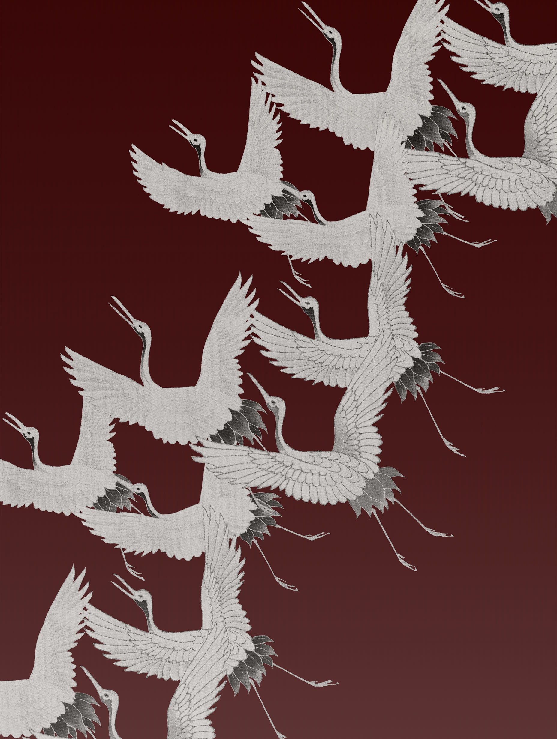 Furisode with a Myriad of Flying Cranes Japanese Art Print