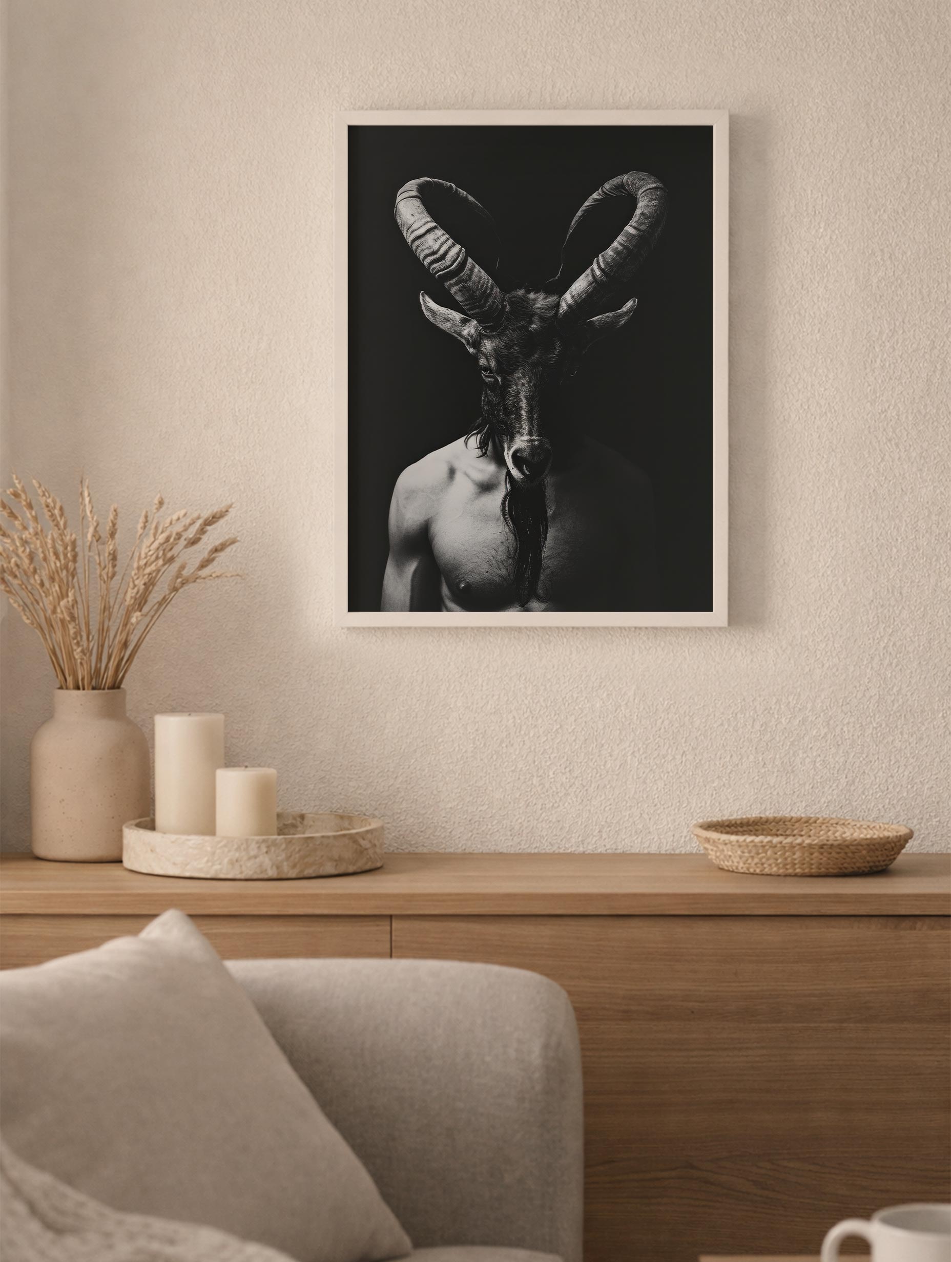 Goat Man Black and White Poster Mockup