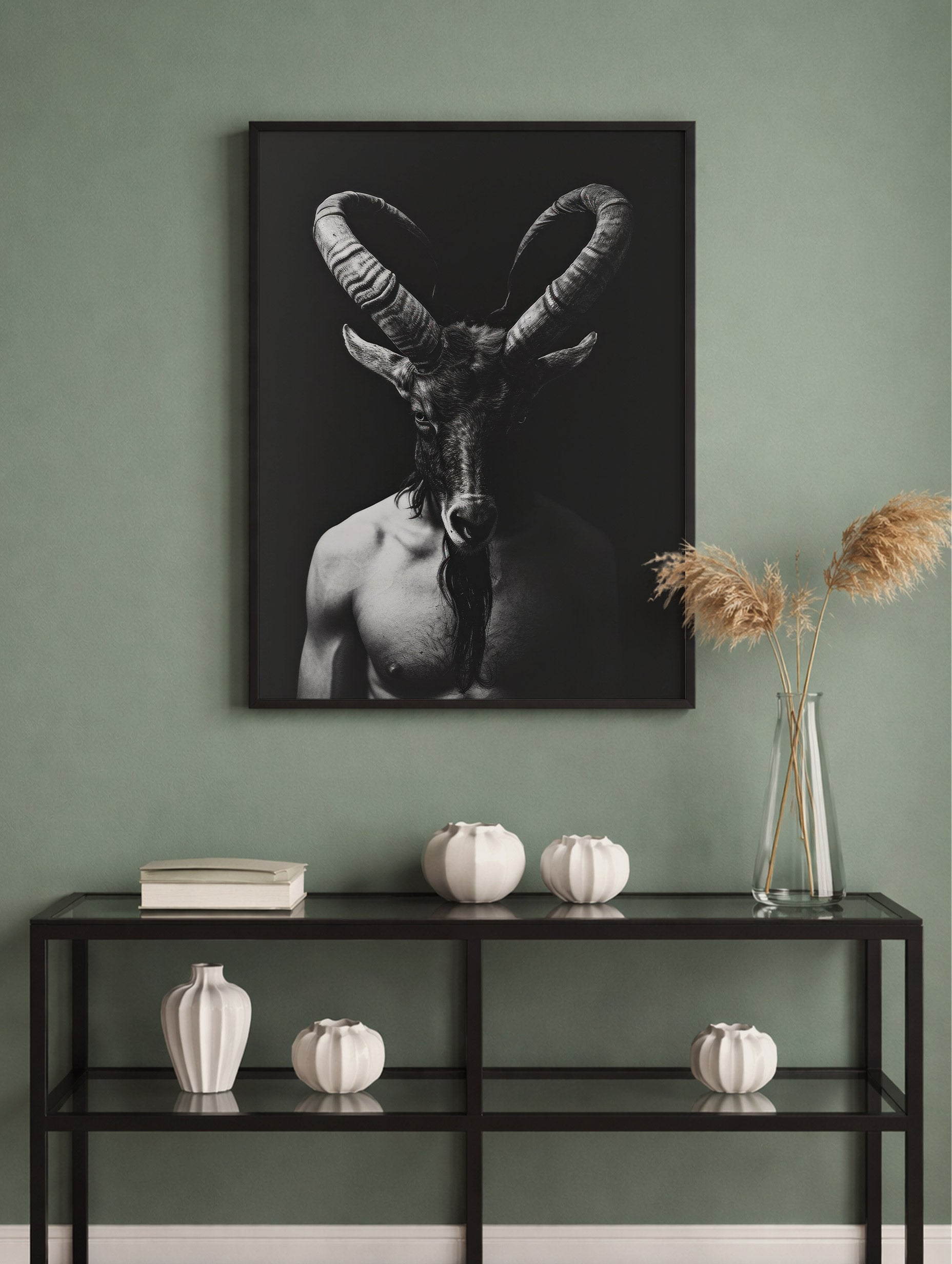 Goat Man Black and White Poster Mockup
