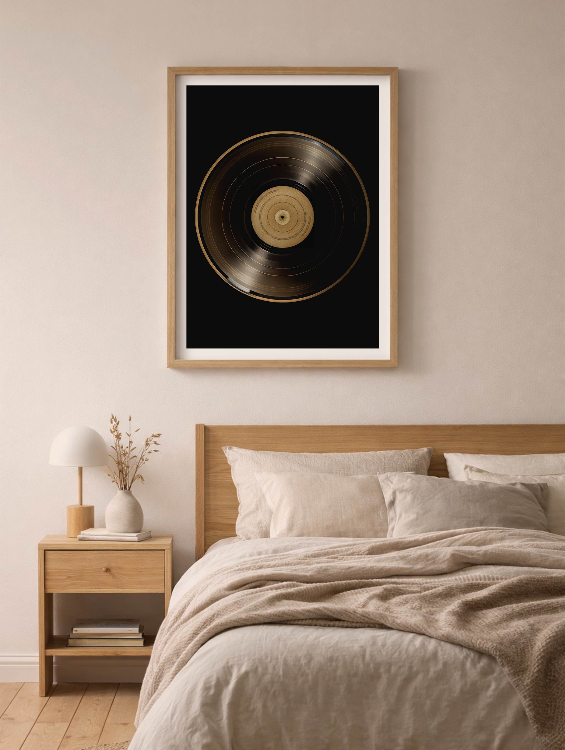 Gold Vinyl Record Retro Wall Art Mockup