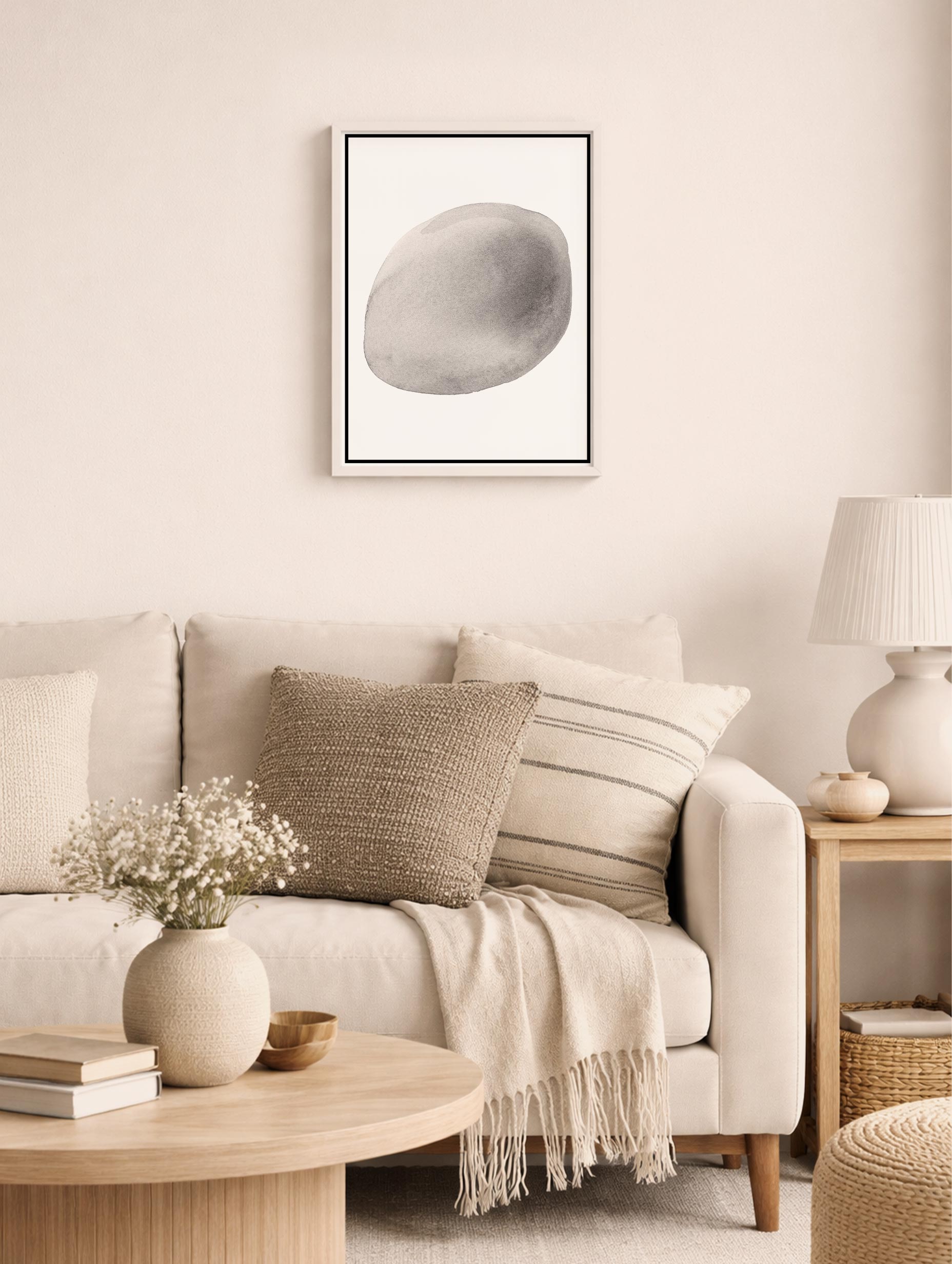 Gray Pebble Minimalist Art Print Mockup