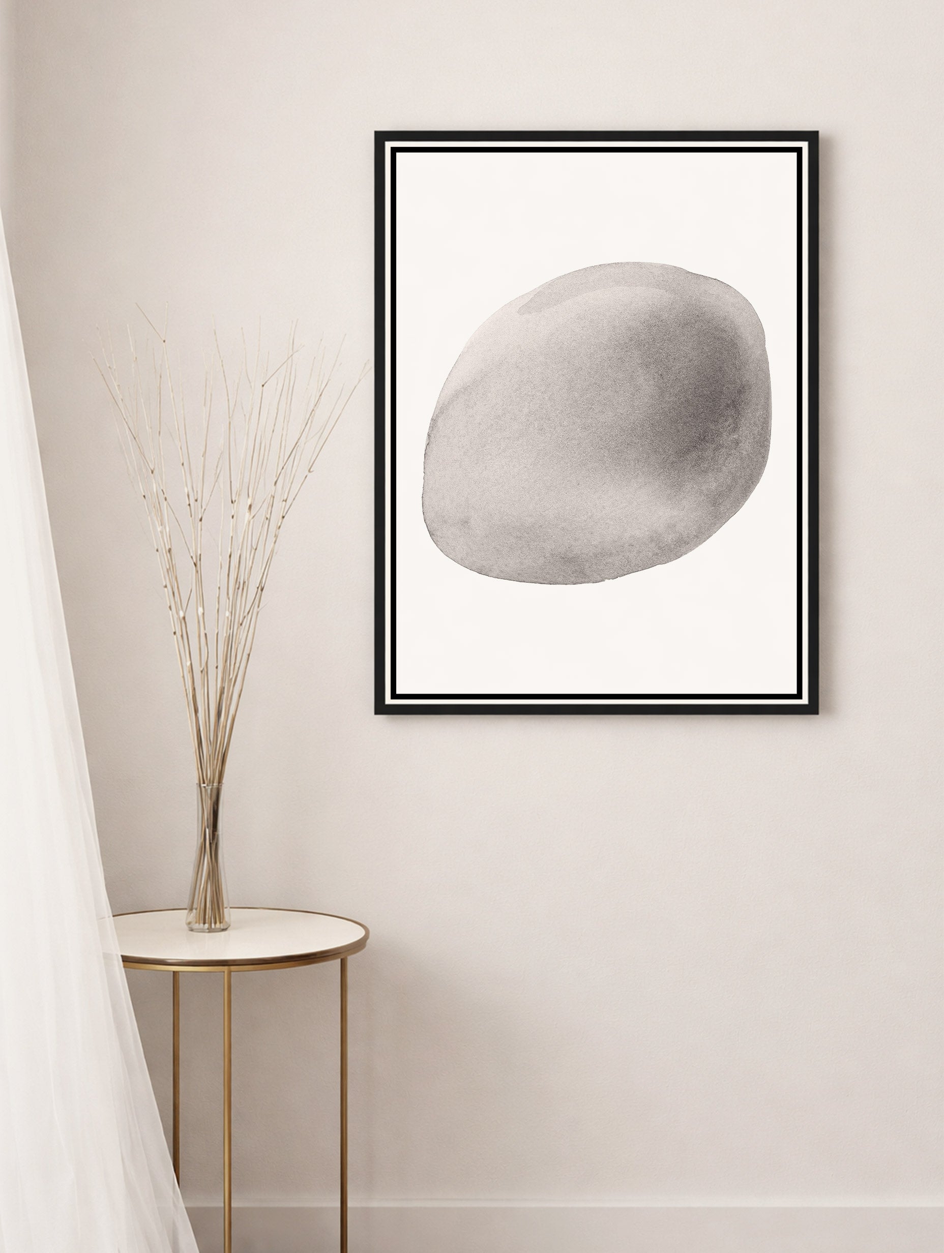Gray Pebble Minimalist Art Print Mockup