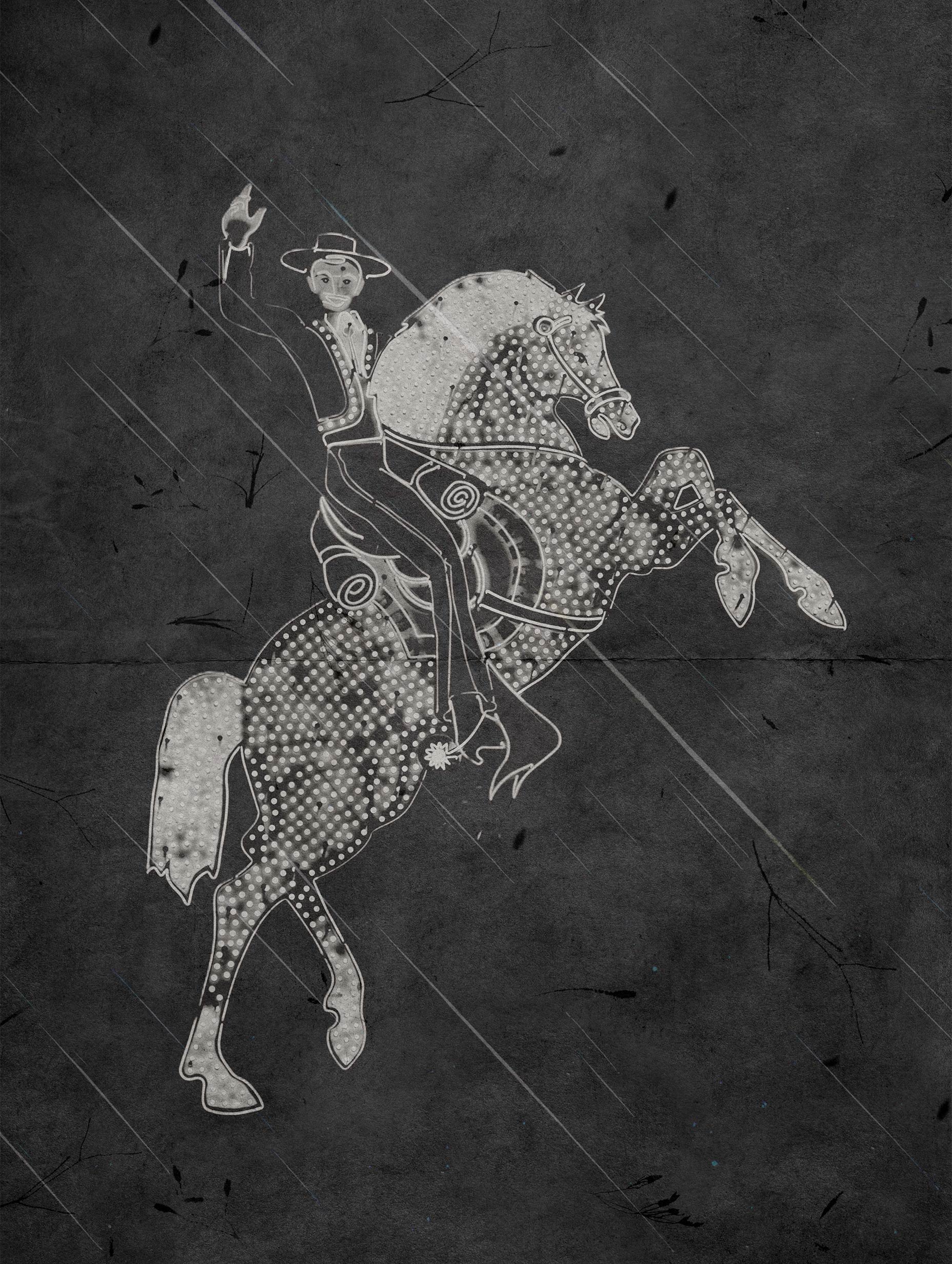 Första huset i en bosättning abstrakt konsttryck