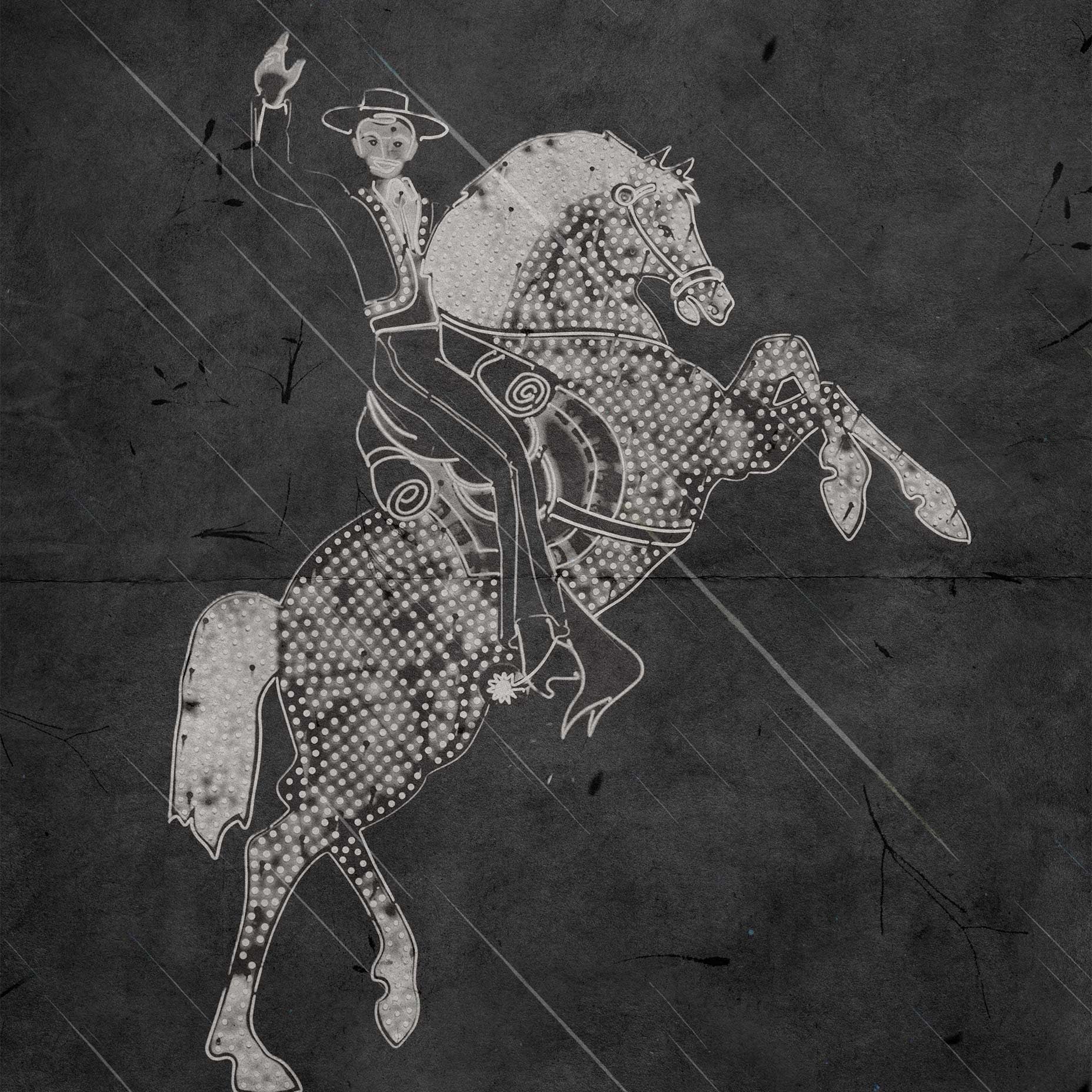 Hacienda Horse and Rider neon sign in Las Vegas Animal Art Print