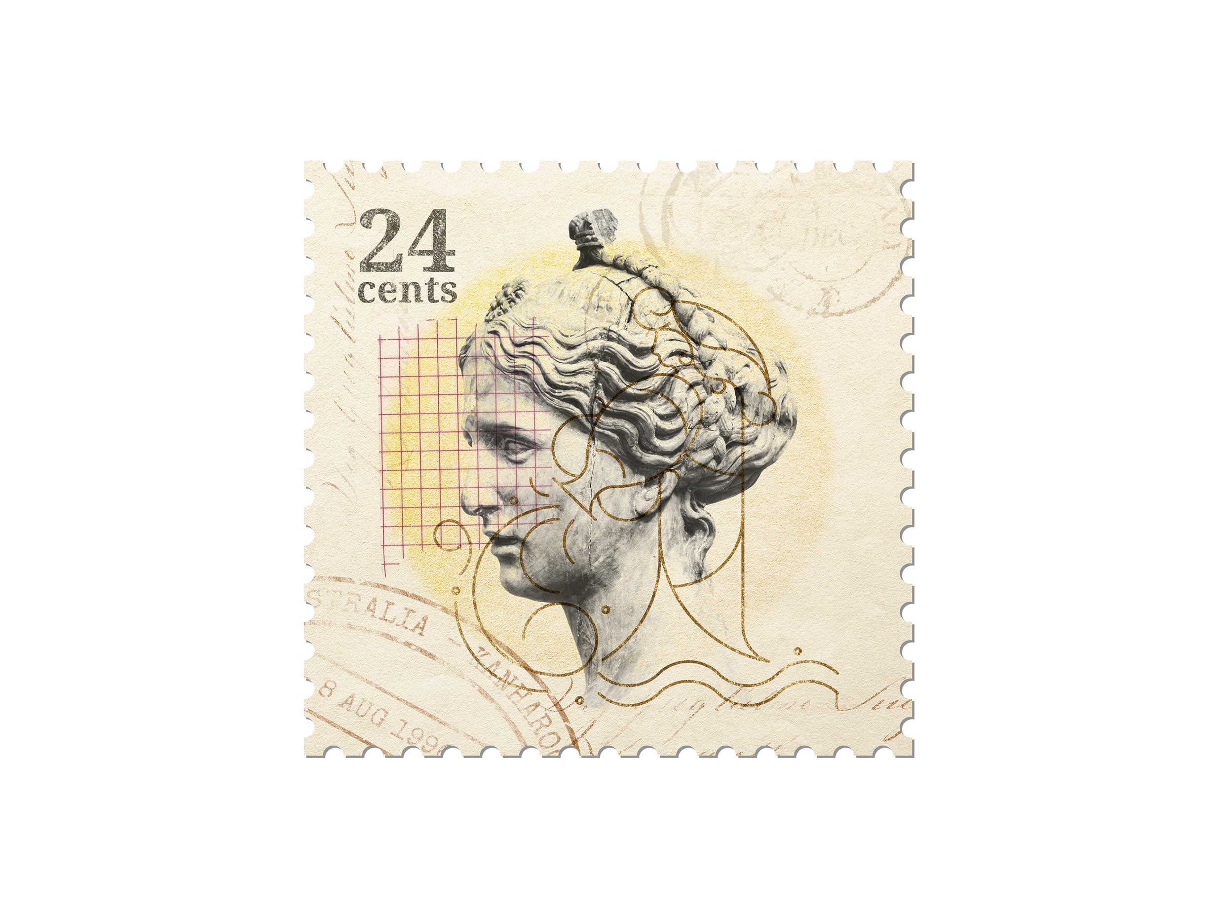 Halo Angel Postage Stamp Vintage Art Print