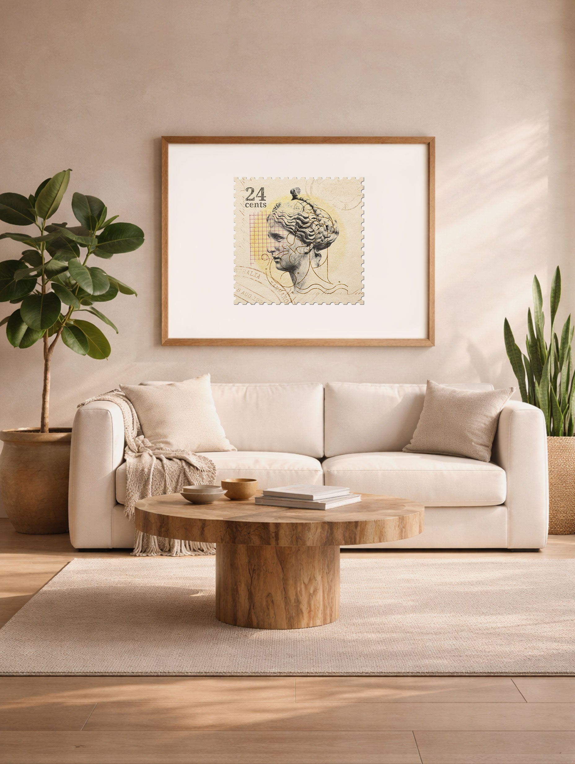 Halo Angel Postage Stamp Vintage Art Print Mockup