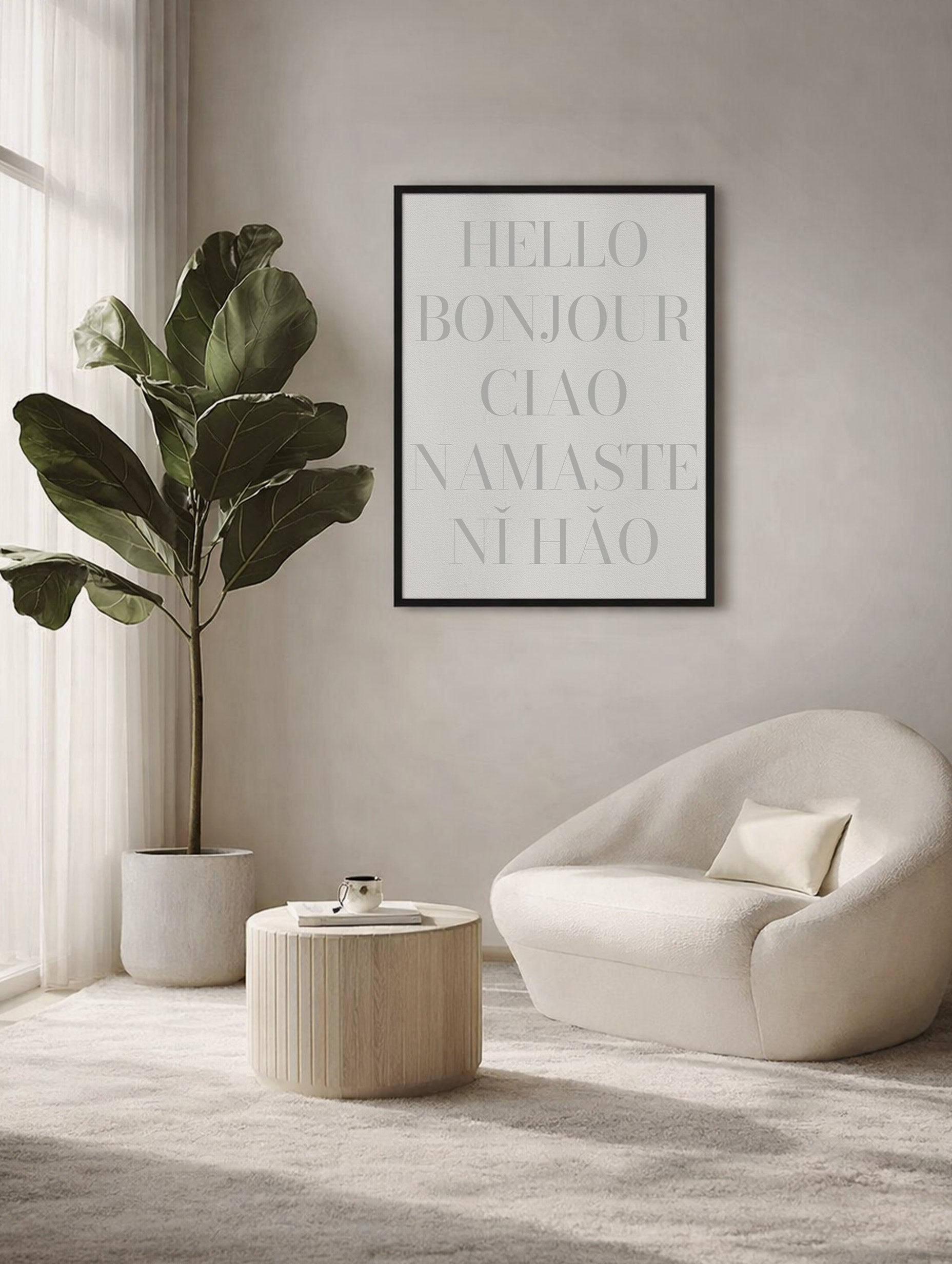 Hello Bonjour Ciao Namaste Ni Håo Typography Poster