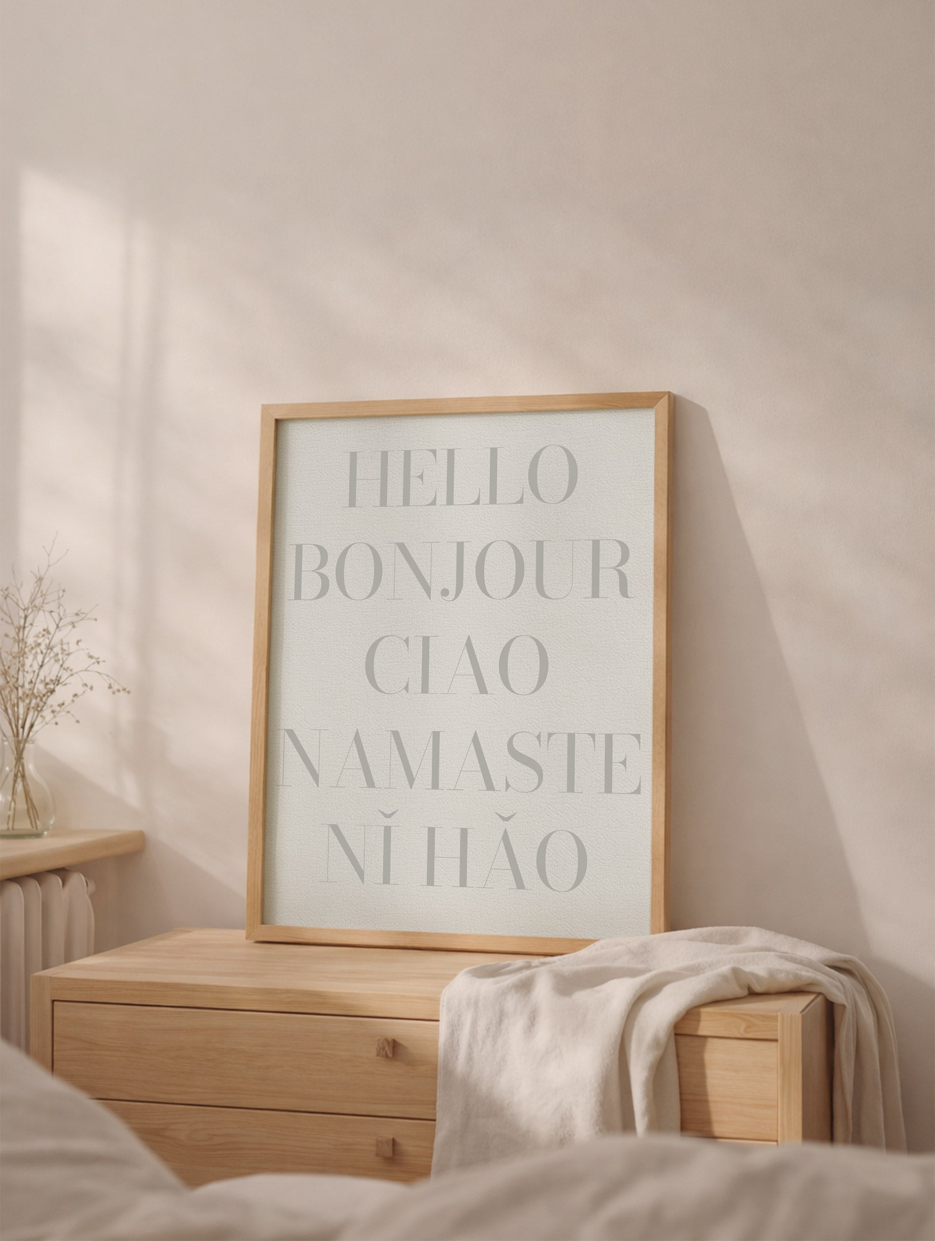 Hello Bonjour Ciao Namaste Ni Håo Poster Mockup