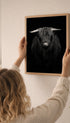 Highland Cow Black and White Poster Mockup
