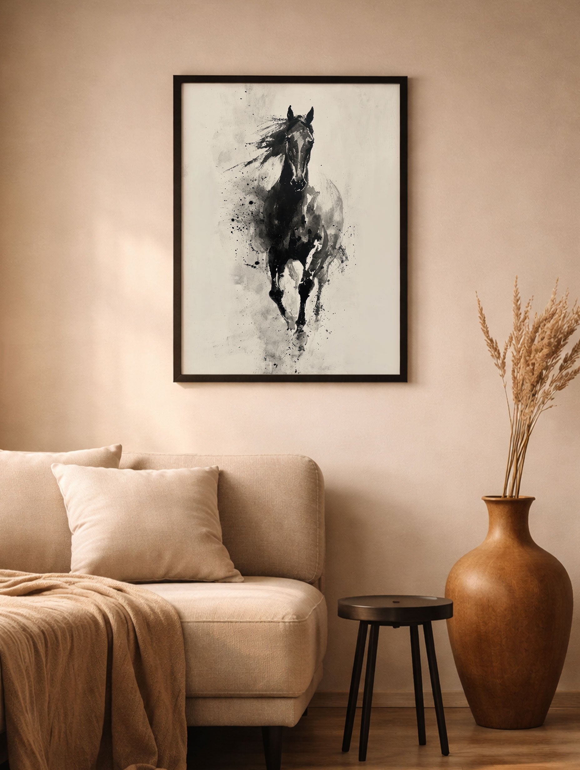 Horse in Ink Animal Art Print Mockup