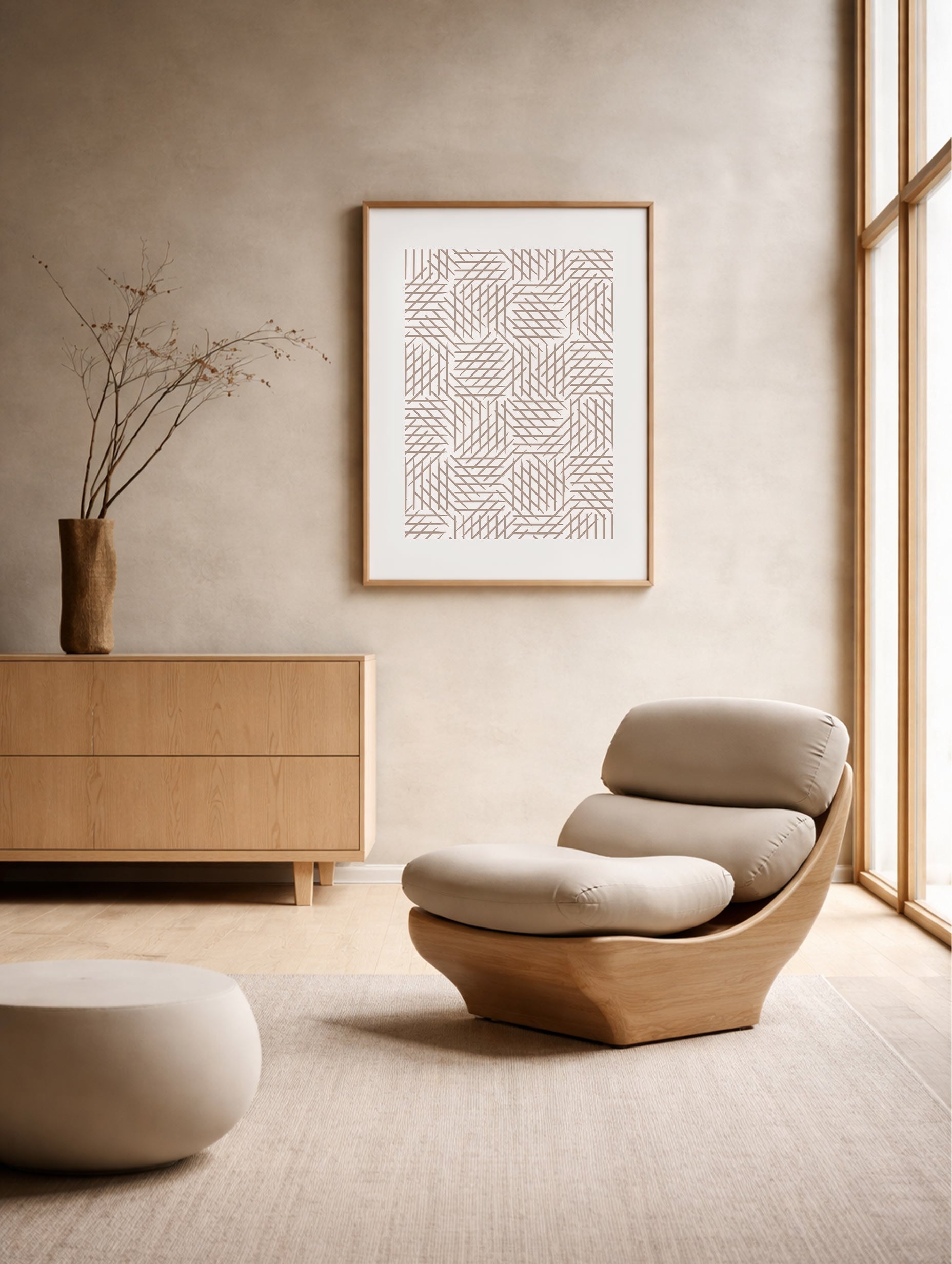 Interwoven Parquet Pattern Abstract Art Print Mockup