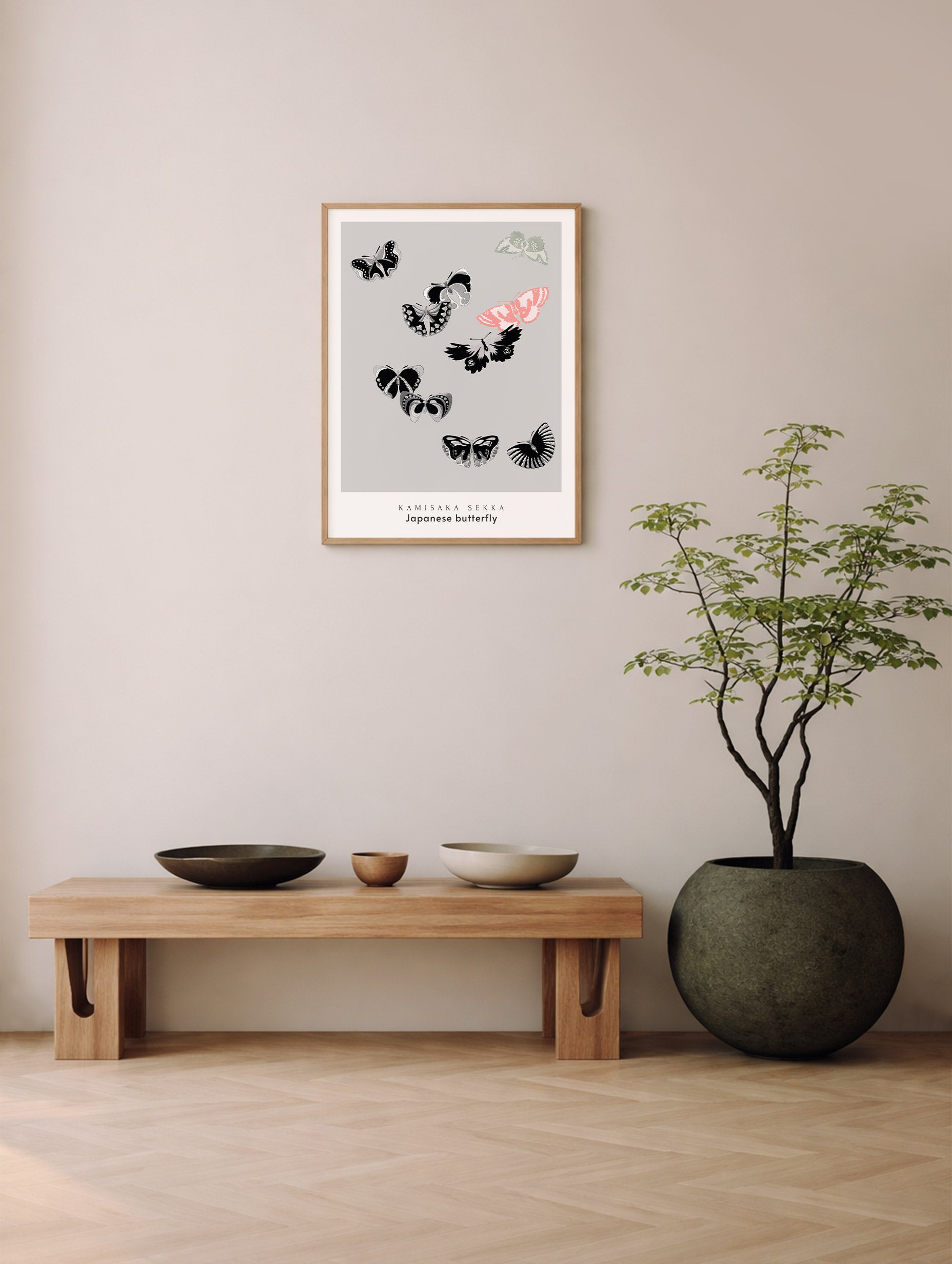 Japanese Butterfly Kamisaka Sekka Art Print Mockup