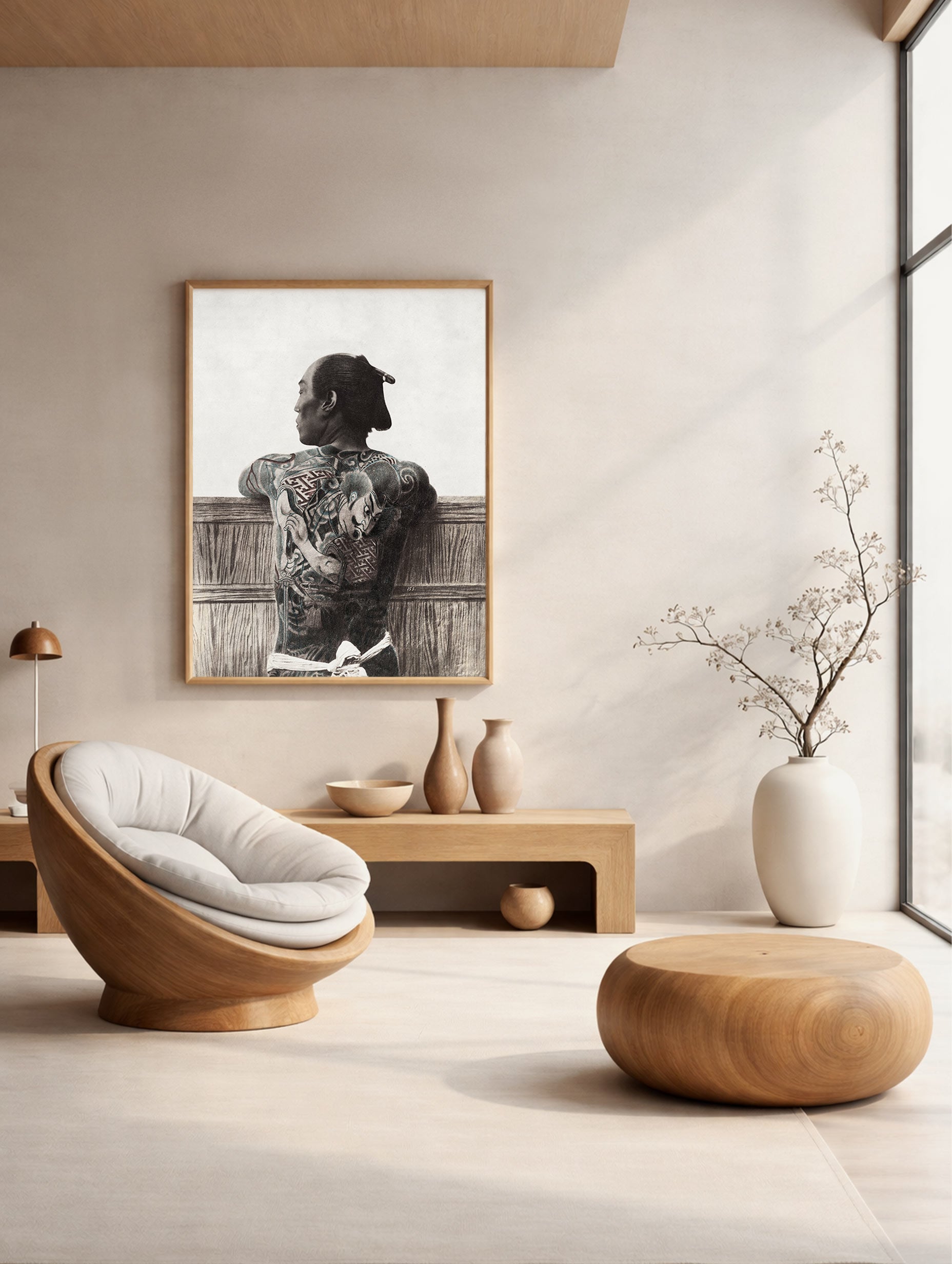 Japanese Man with Tattoos Kusakabe Kimbei Art Print Mockup