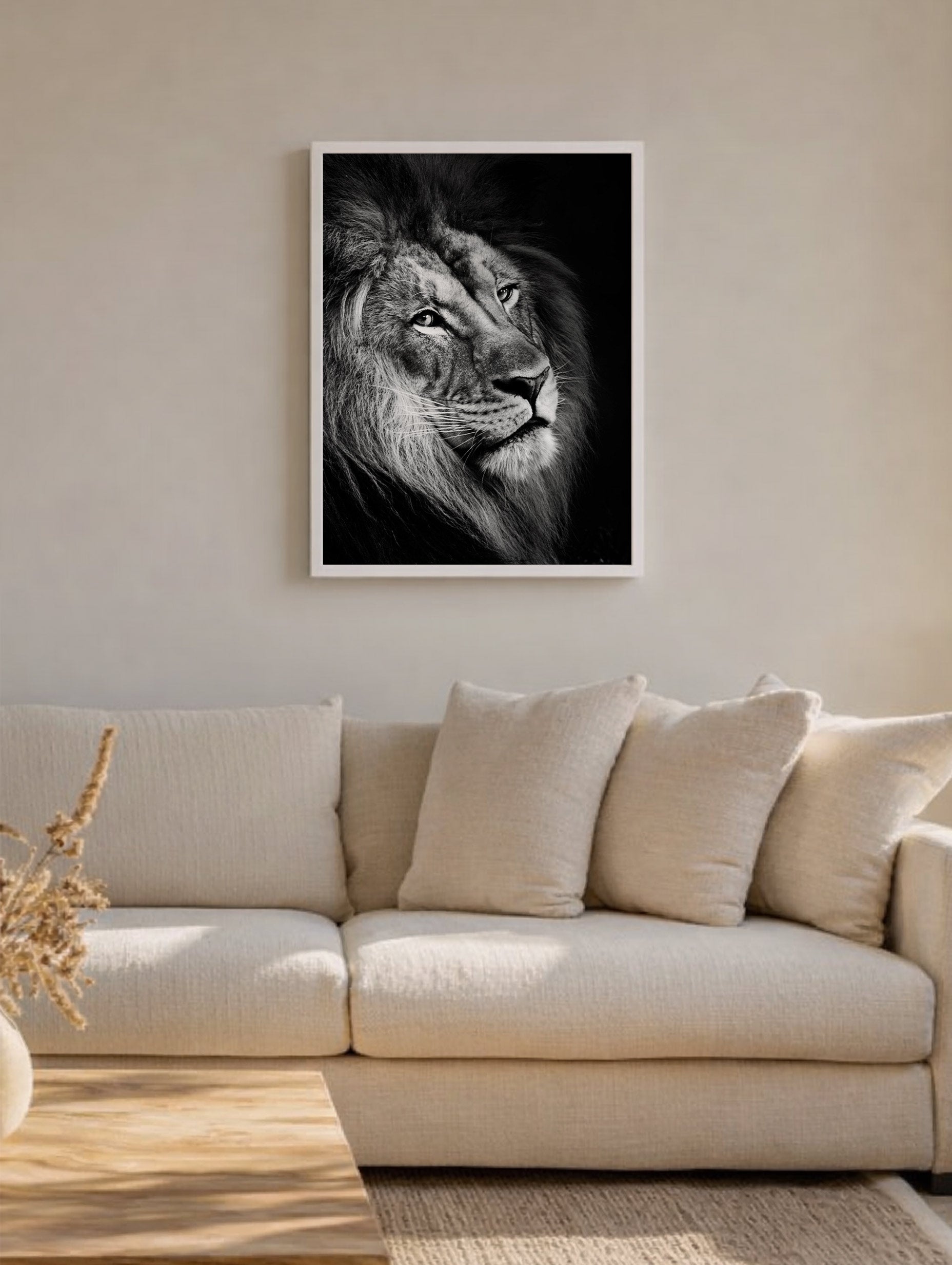 Lion Black & White Portrait Poster Mockup